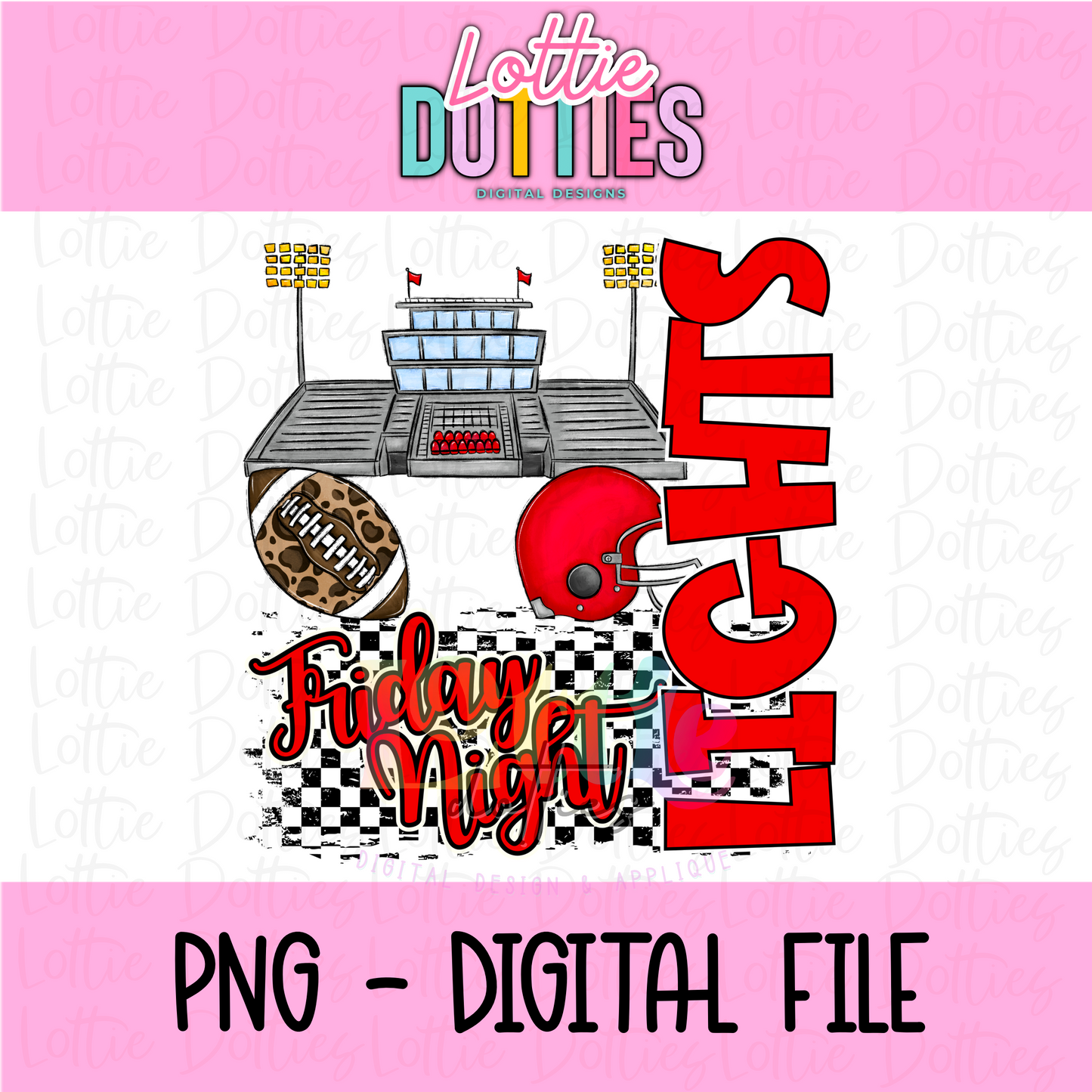 Friday Night Lights PNG - Red sublimation design - Digital Download