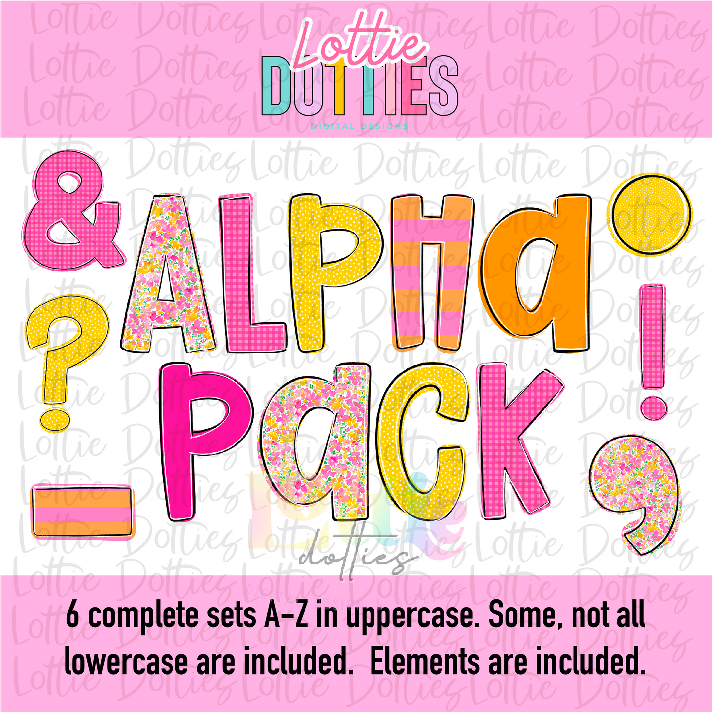 Pink Floral Alpha Pack - Pink Floral Alpha Pack - Alphabet Clipart - Instant Download