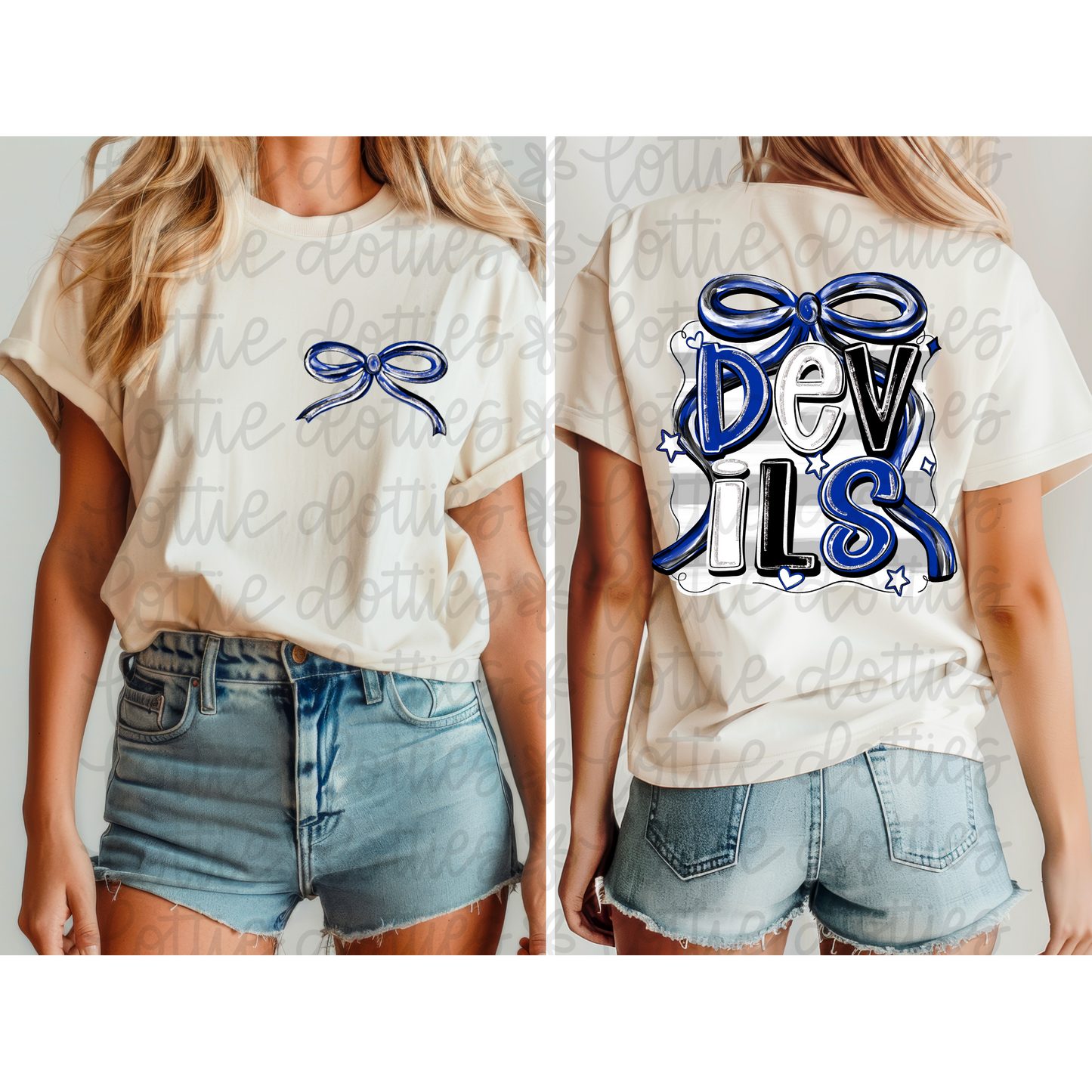 Devils PNG - Royal Black and White Bow Sublimation design - Digital Download