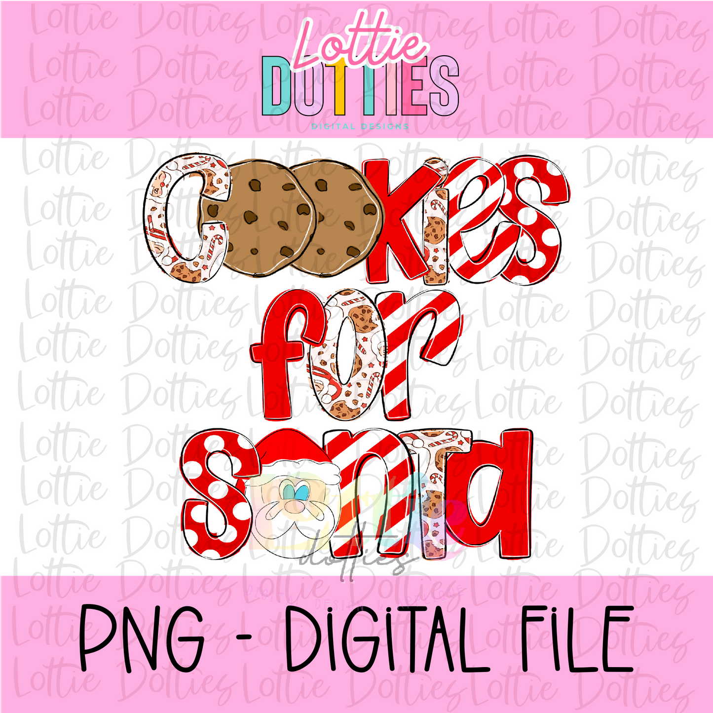 Cookies for Santa - Red & White Christmas Png - Christmas Sublimation Design- Digital Download