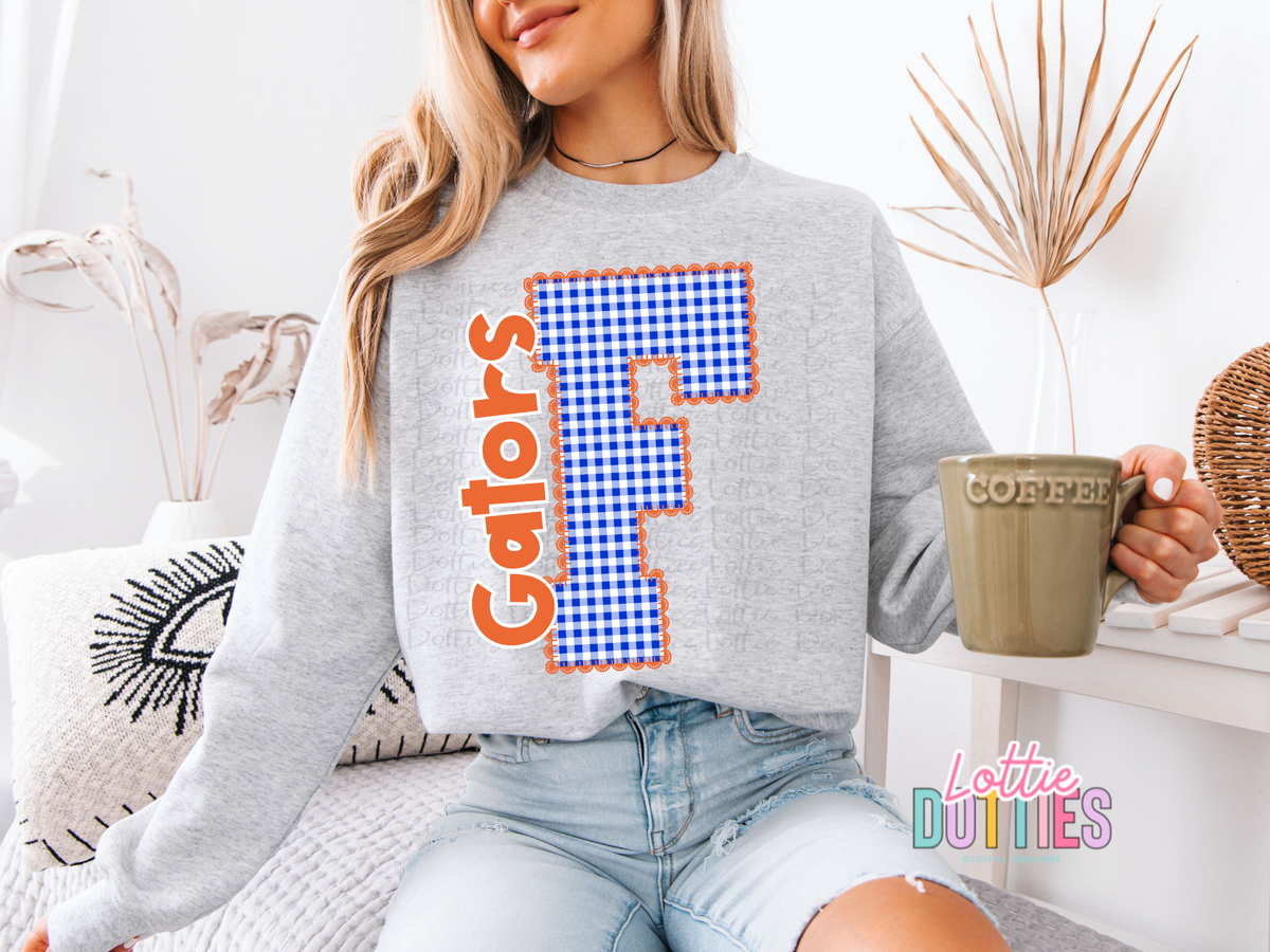 Blue and Orange Gingham Lace Spirit Alphabet | Spirit Alpha Pack | Digital Download | PNG