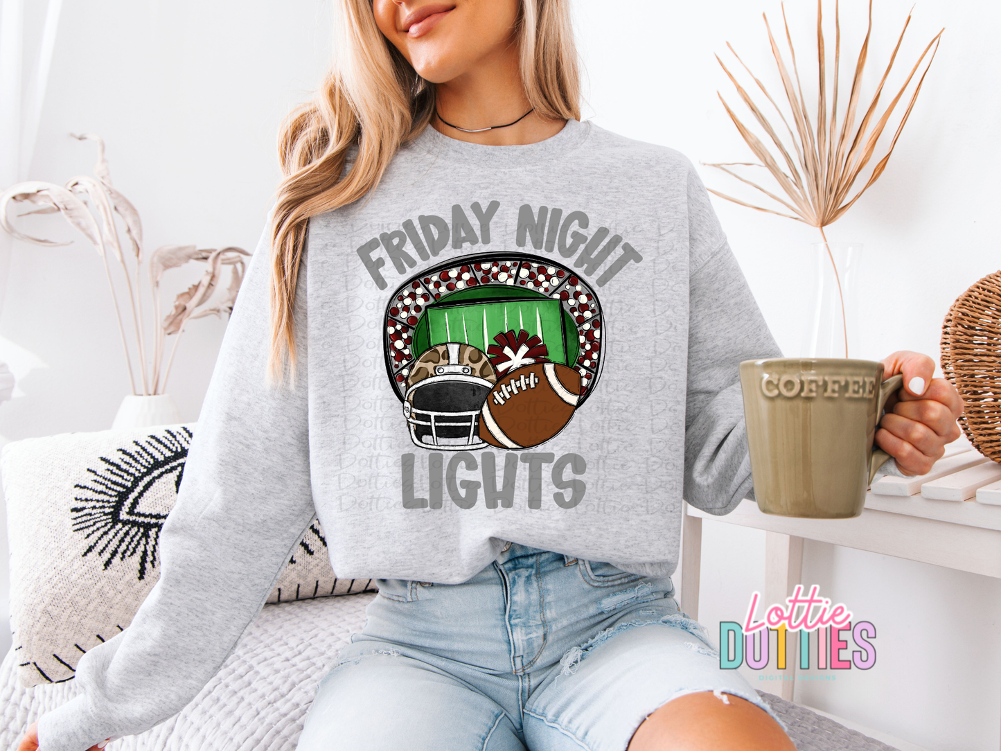 Friday Night Lights PNG - School Spirit Design- Digital Download - Maroon and Gray