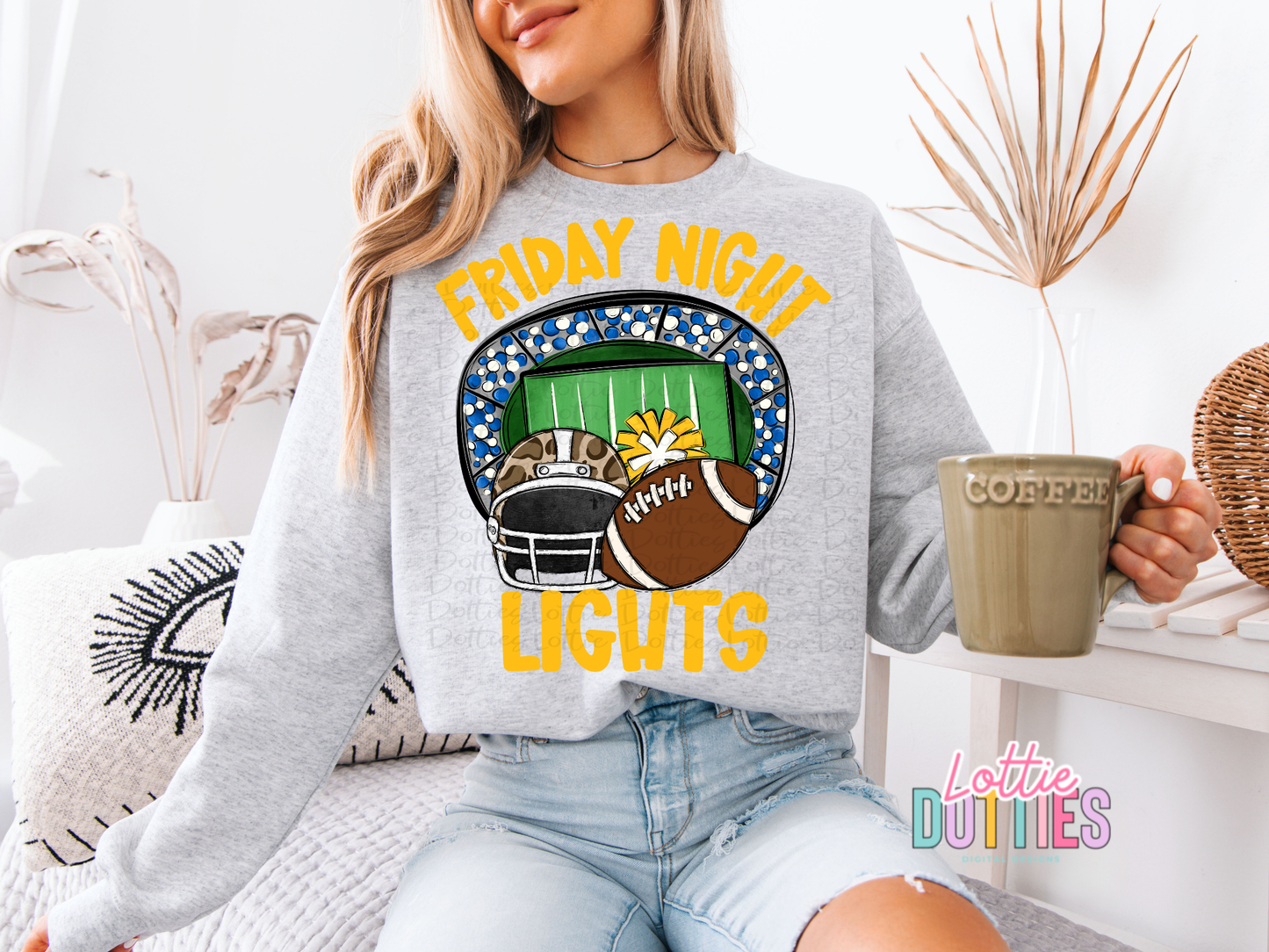 Friday Night Lights PNG - School Spirit Design- Digital Download - Blue and Gold