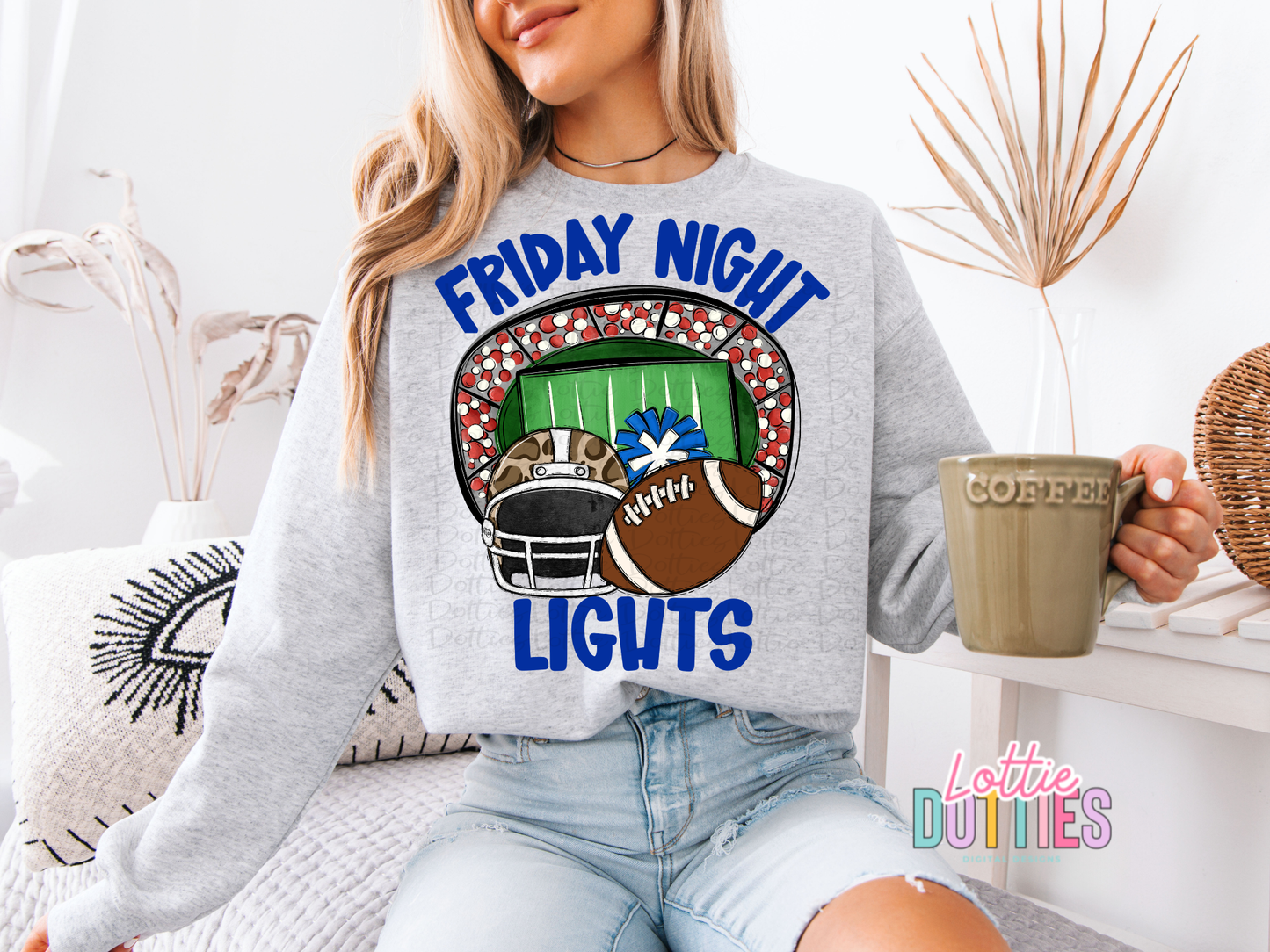 Friday Night Lights PNG - School Spirit Design- Digital Download - Red and Blue