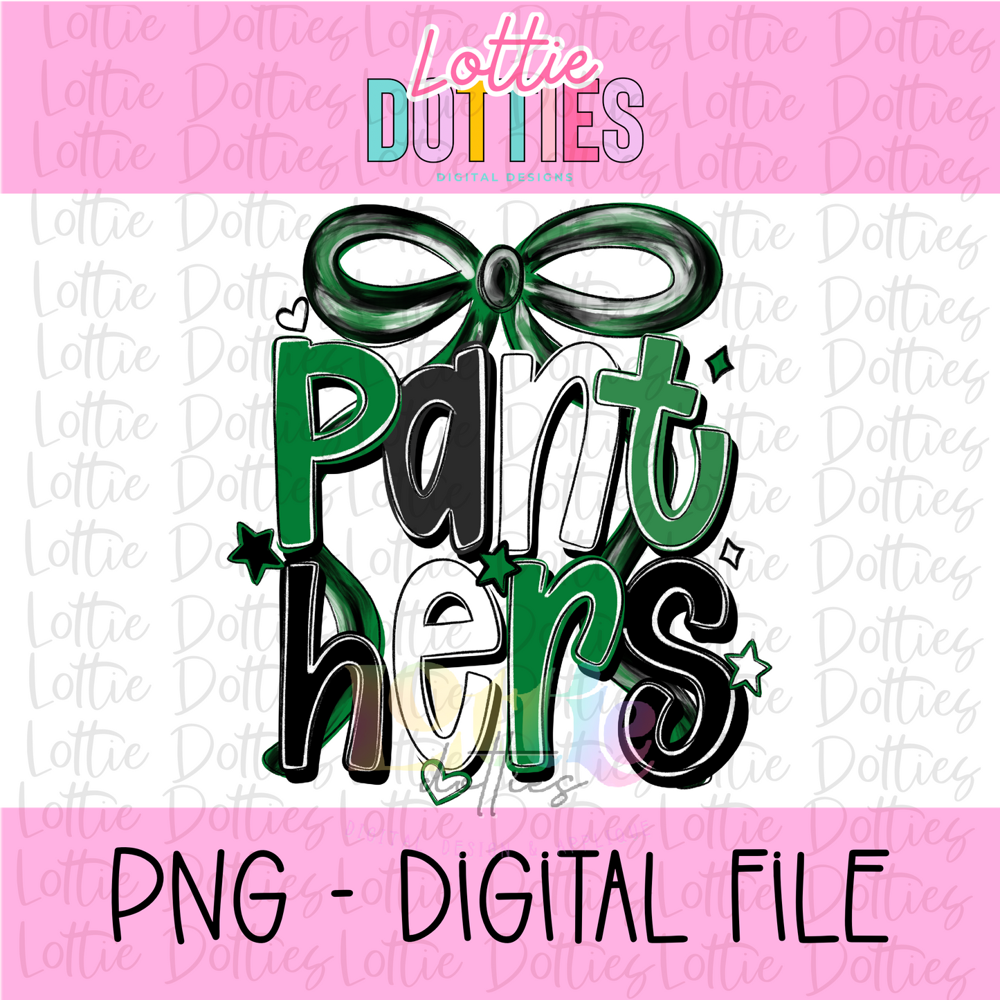 Panthers PNG - Panthers Green Black and White bow design - Digital Download - coquette desi