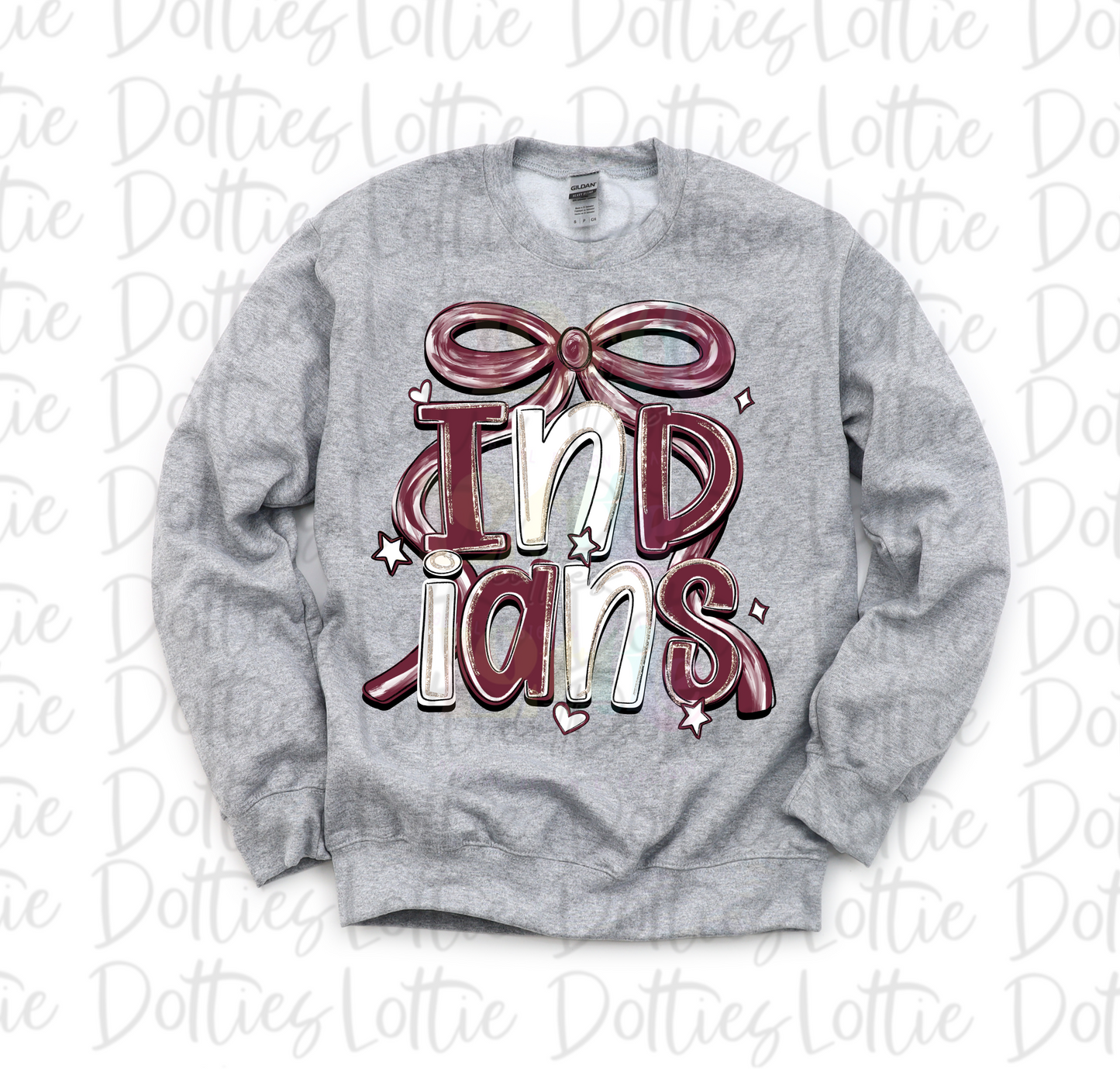 Indians PNG | Indians Maroon and White bow design | Digital Download | coquette mascot
