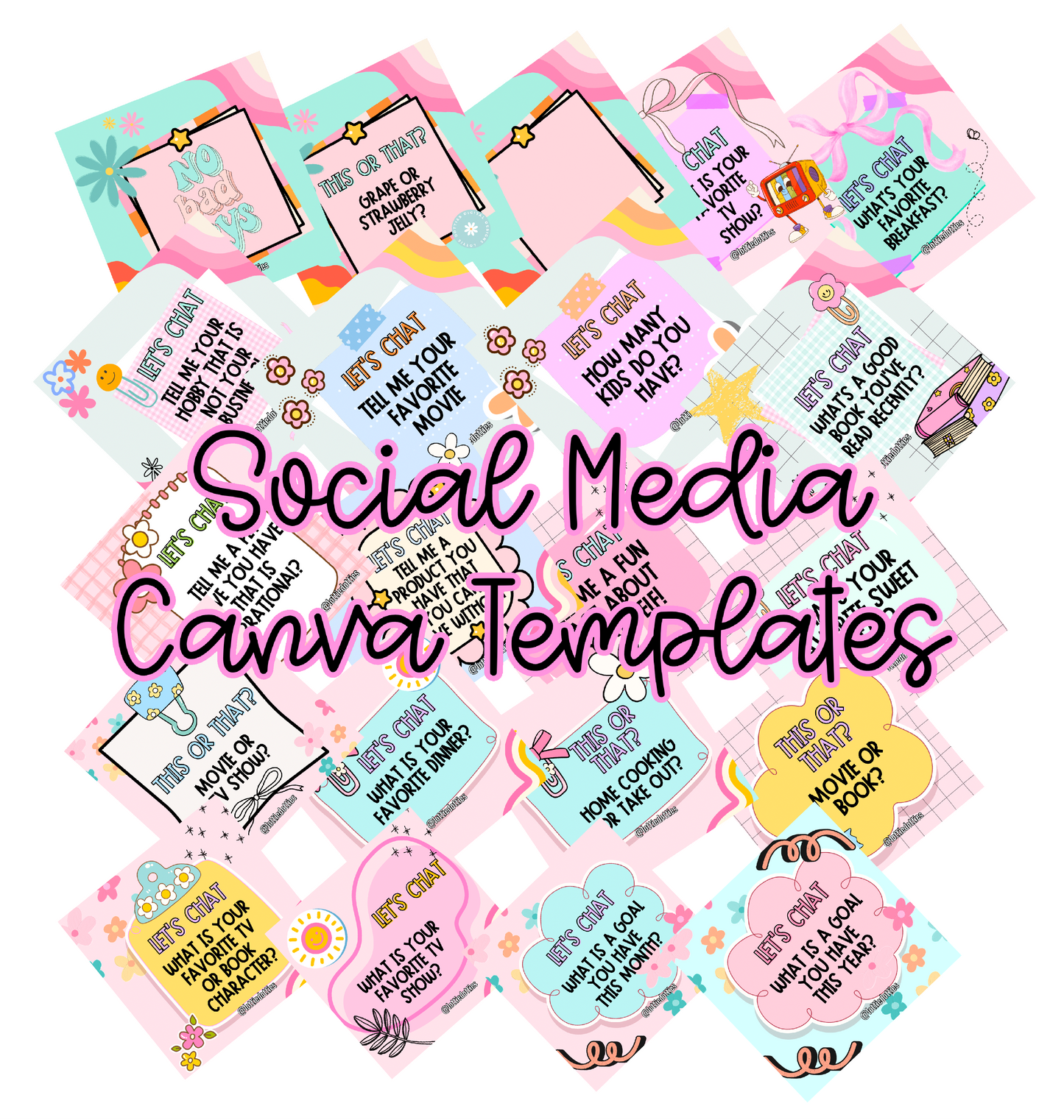 Let’s Chat - Bright Colors- Editable Canva Social Media Templates - Instant Download