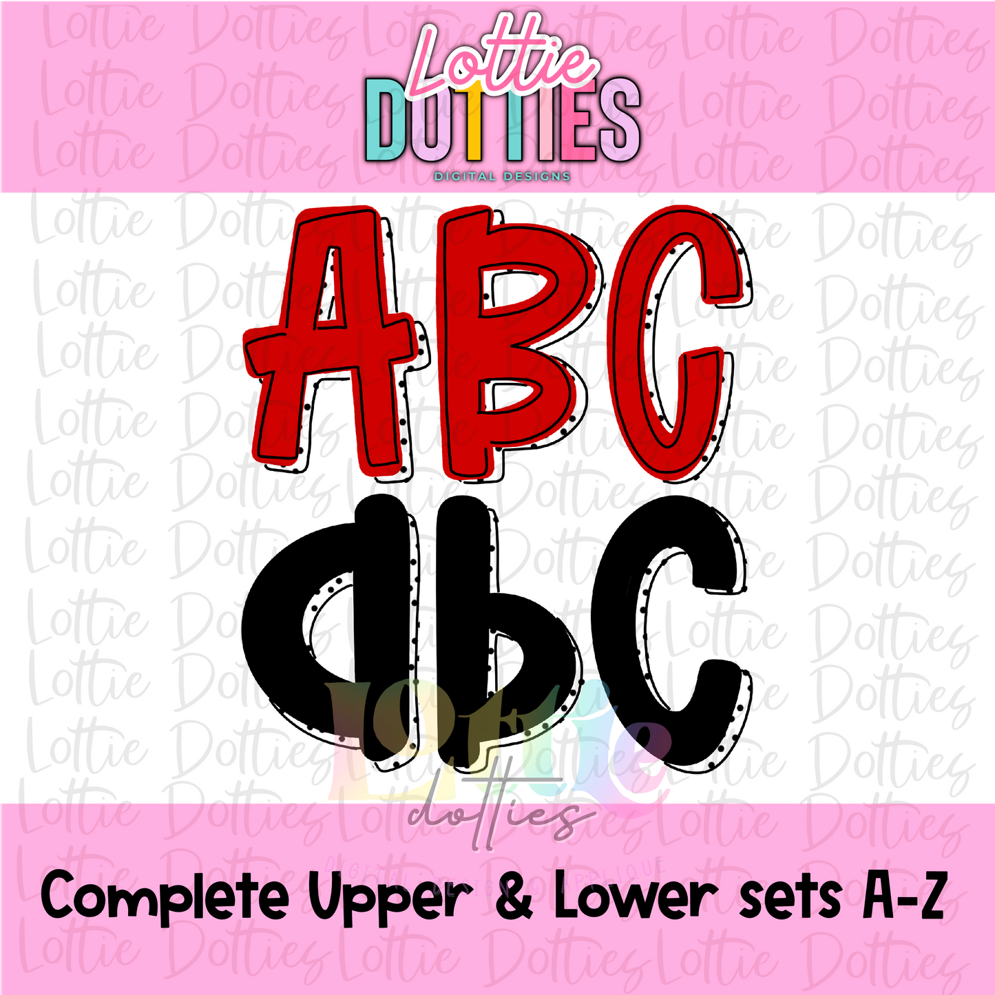 Red & Black Dottie alpha - Alpha Pack - Alphabet Clipart - Alphabet