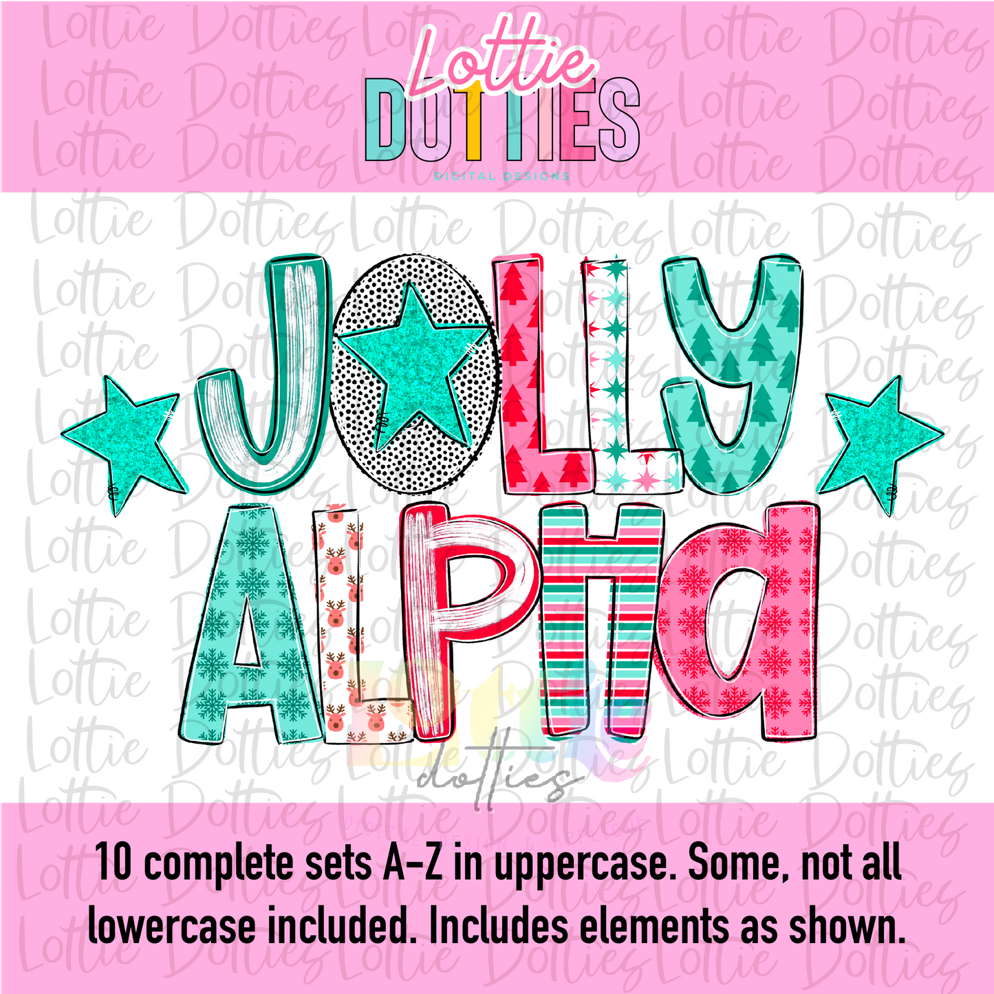 Jolly Christmas Poppy Alpha - Holly Jolly Christmas Alpha - Alphabet - Alpha Pack - Alphabet Clipart - Instant Download - Alpha Pack