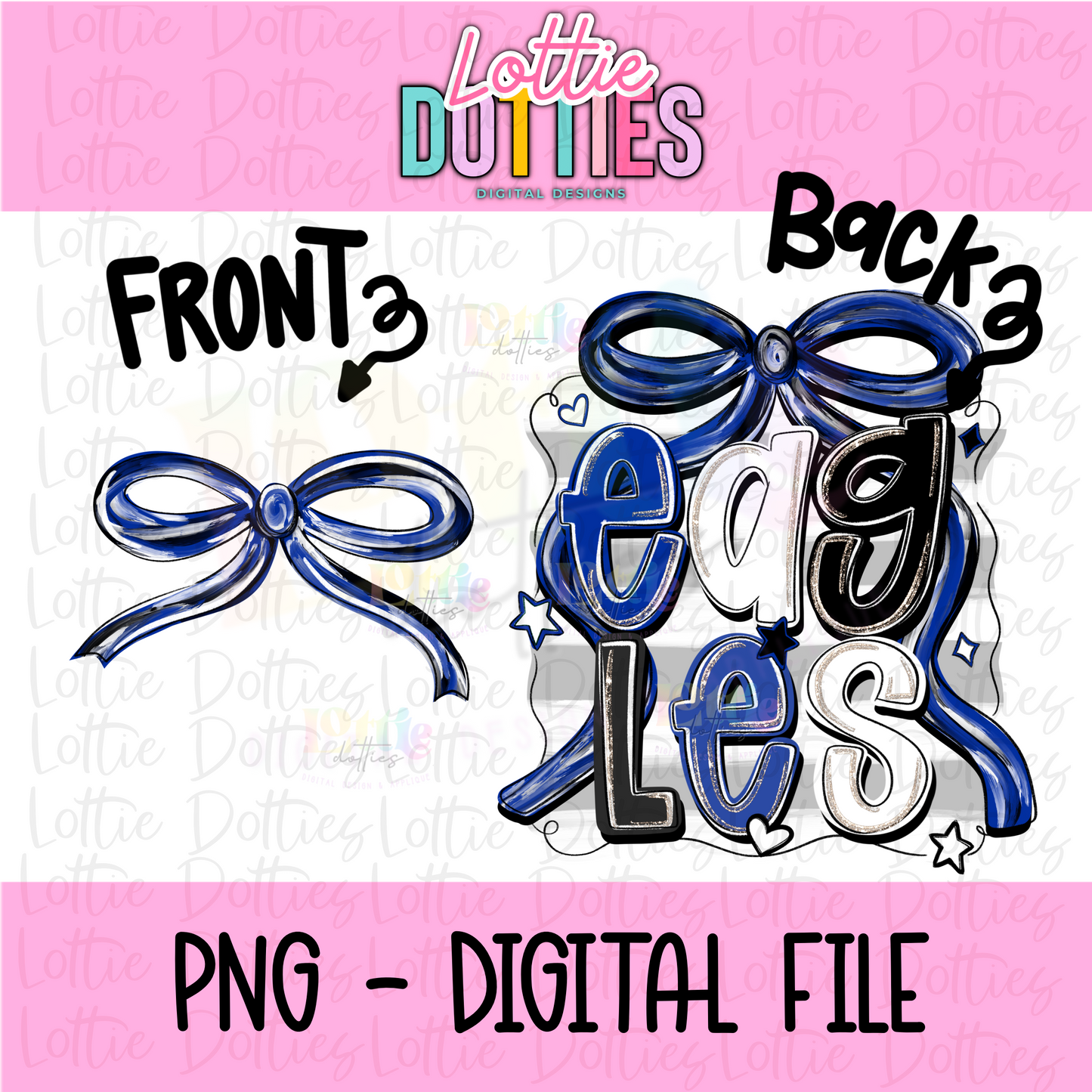 Eagles PNG - Royal Black and White Bow Design Sublimation design - Digital Download