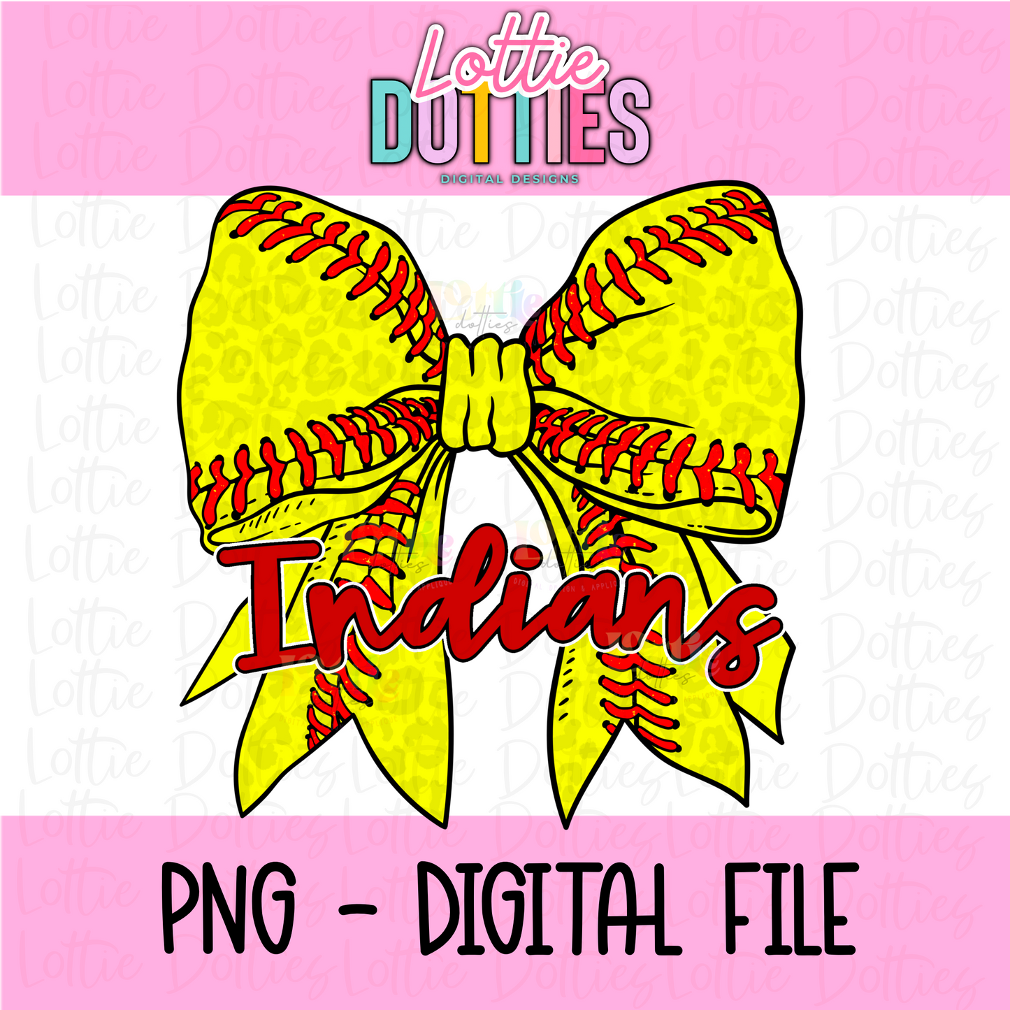 Indians PNG - Indians Softball Bow Red design - Digital Download