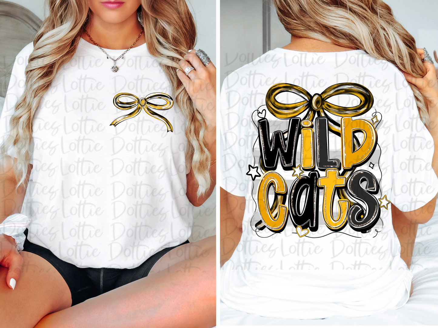 Wildcats PNG - Black and Gold Wildcats bow design - Digital Download
