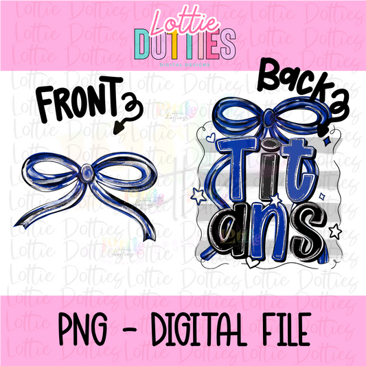 Titans PNG - Titans Royal and Black bow design - Digital Download - coquette design