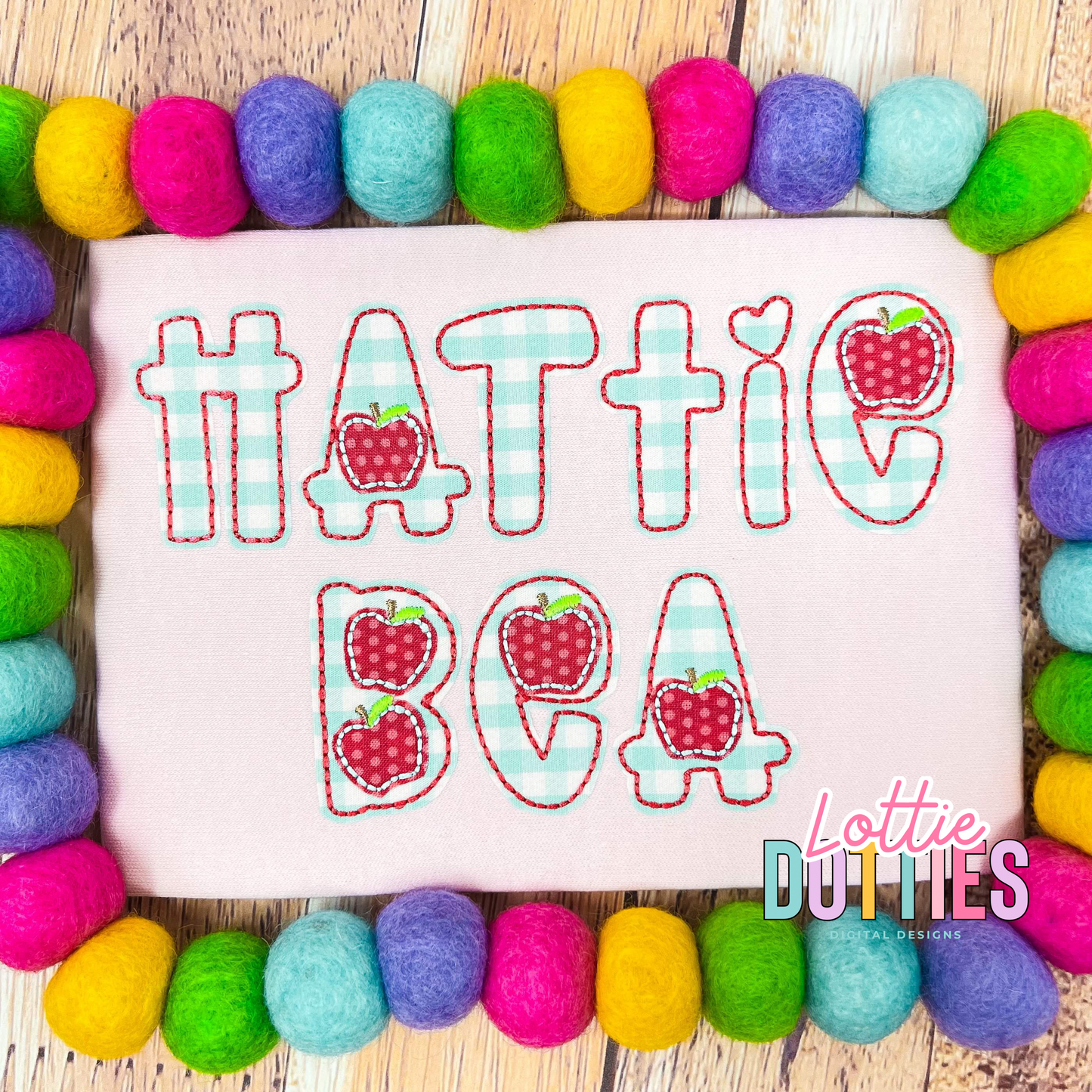 Hattie Bea Apples Applique - Machine Embroidery Applique Design - Alphabet Applique - Instant Download - Alpha Pack