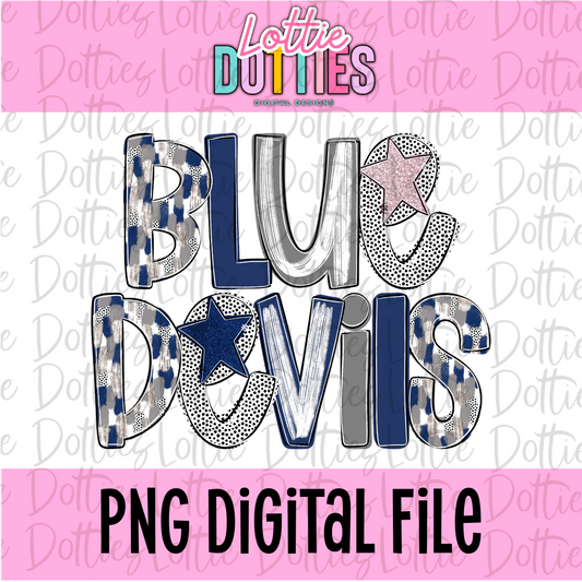 Blue Devils PNG | Navy & Gray design | Digital Download