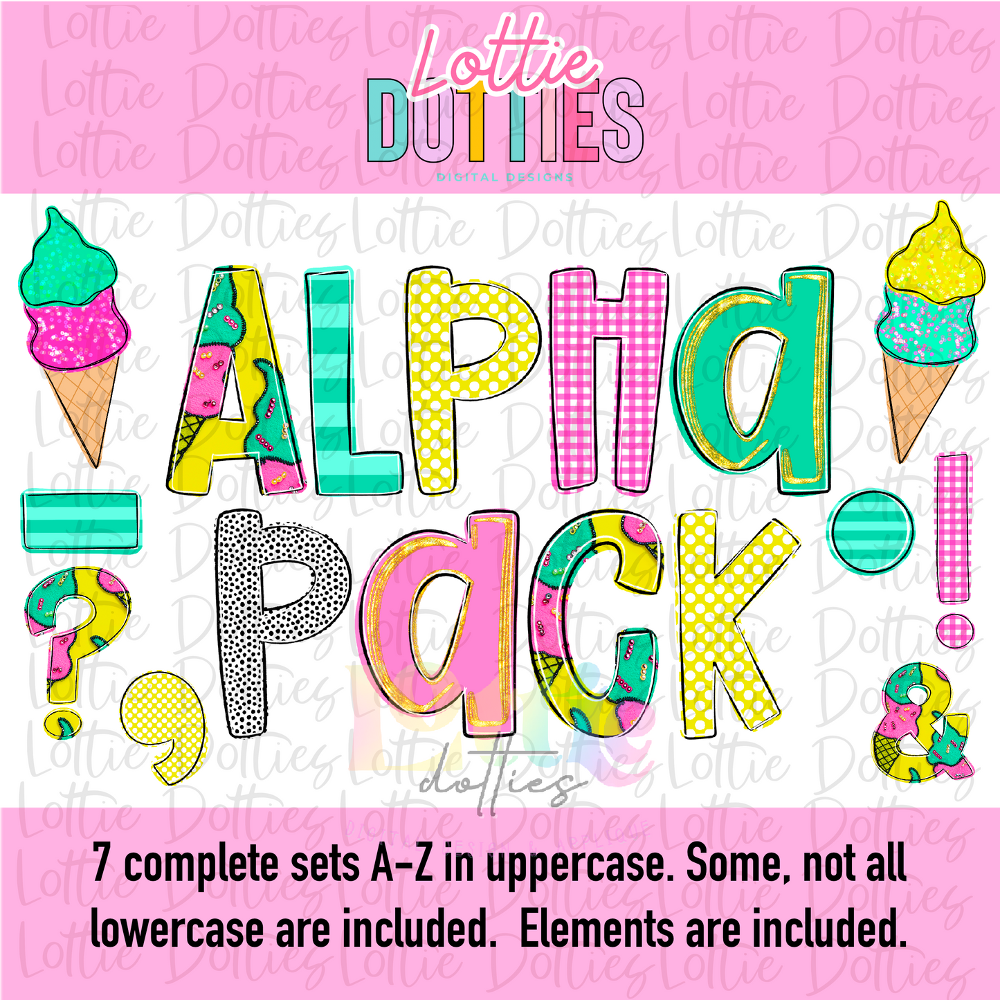 Ice Cream Alpha Pack - Ice Cream Alpha Pack - Alphabet Clipart - Instant Download