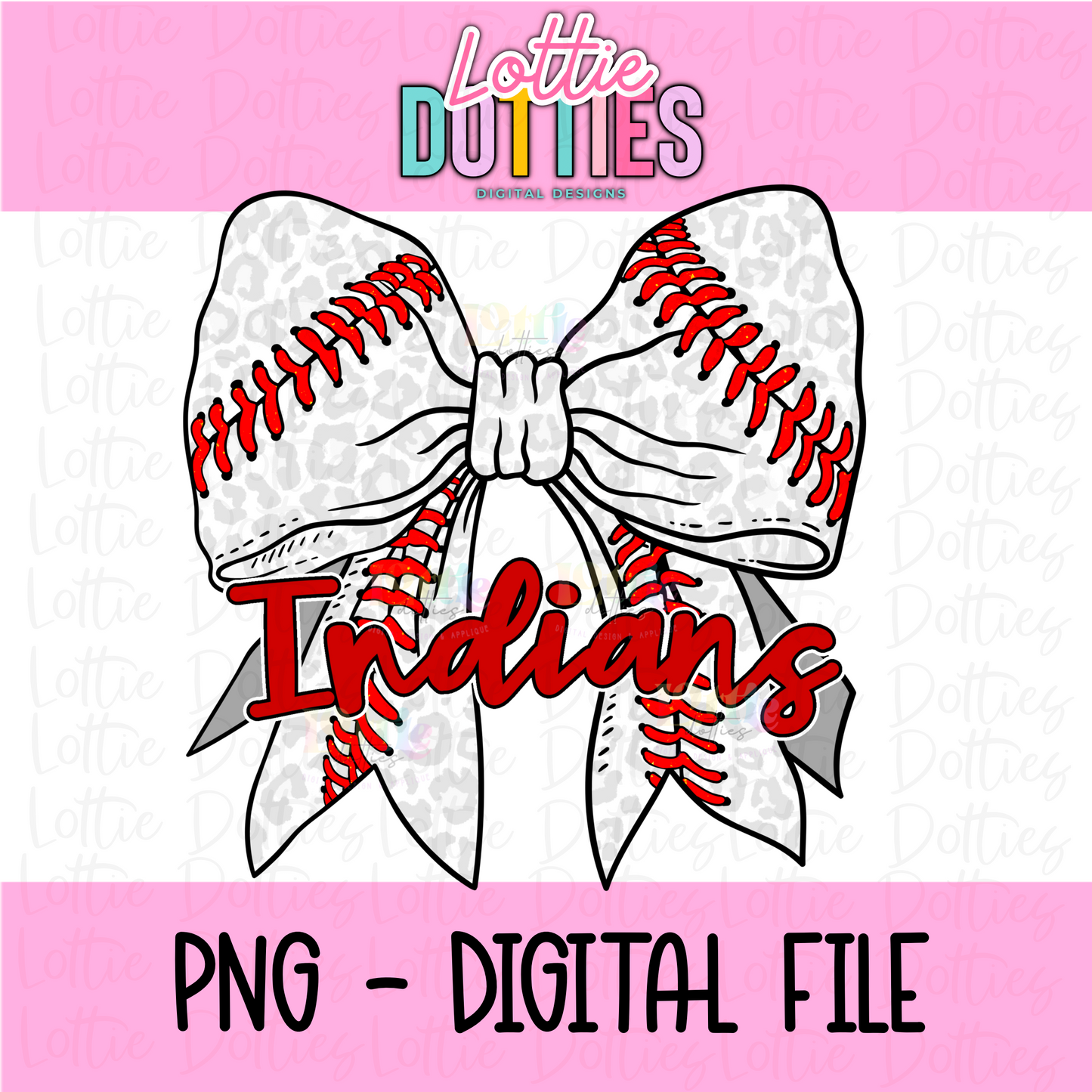Indians PNG - Indians Baseball bow Red design - Digital Download