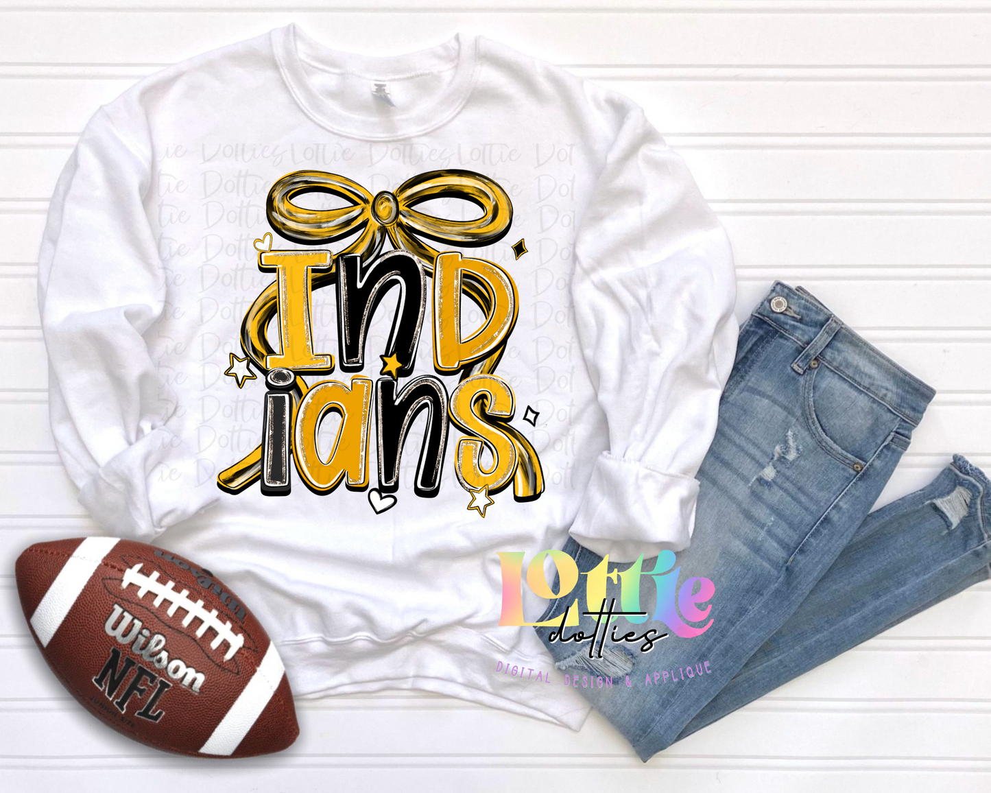 Indians PNG - Indians Black and Gold bow design - Digital Download - coquette mascot