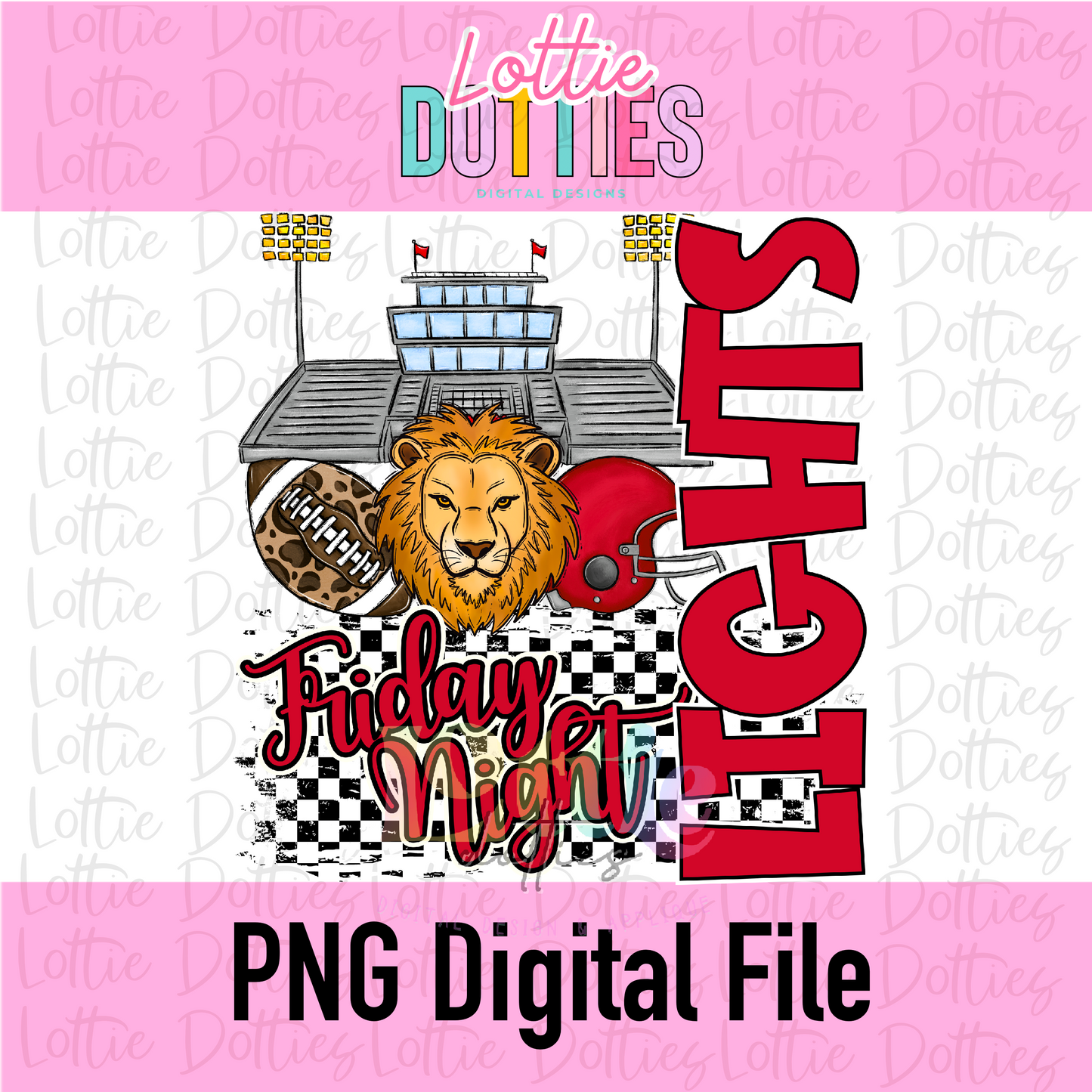 Friday Night Lights PNG - Lions Crimson sublimation design - Digital Download