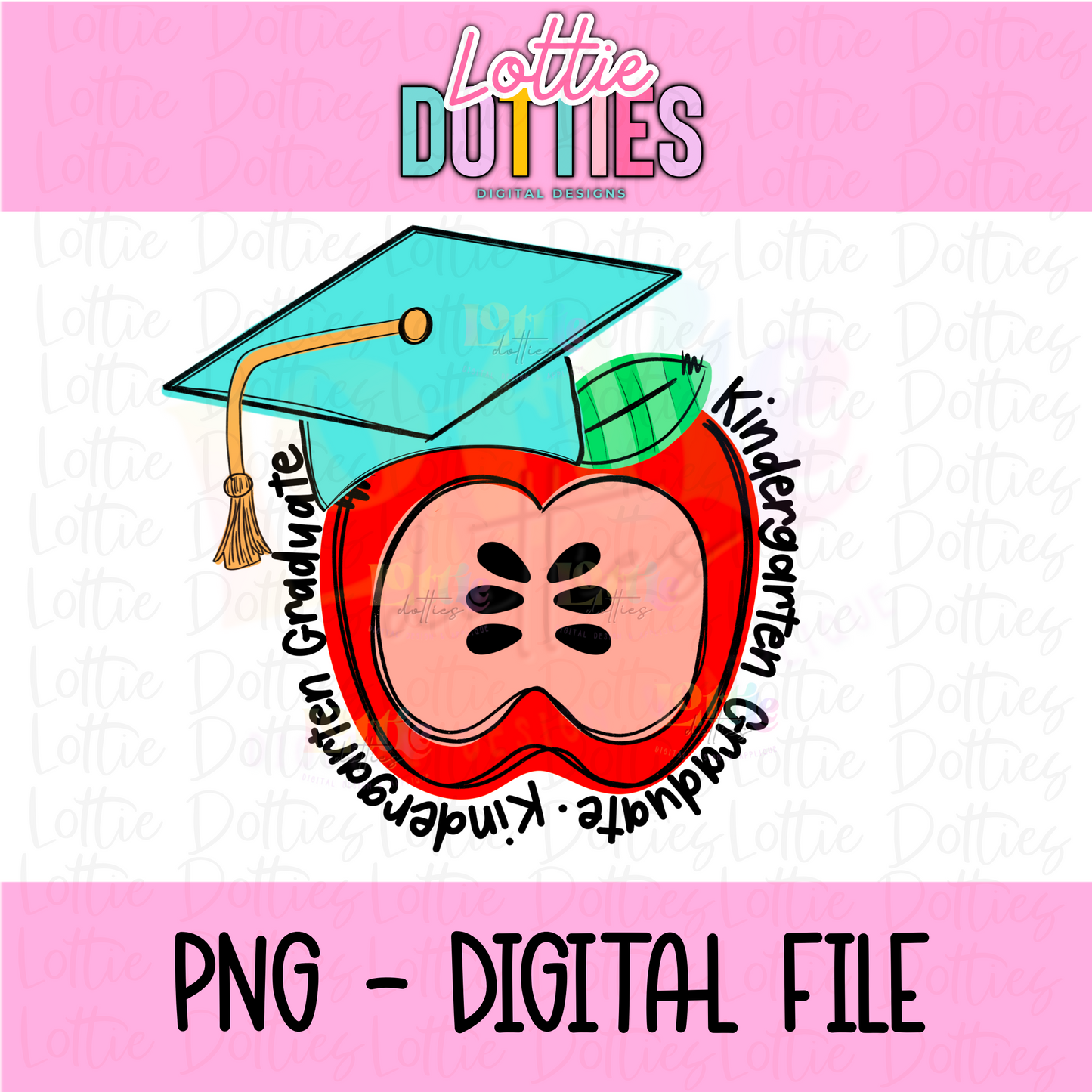 Apple PNG - Kindergarten Graduate Apple Blue Sublimation - Digital Download