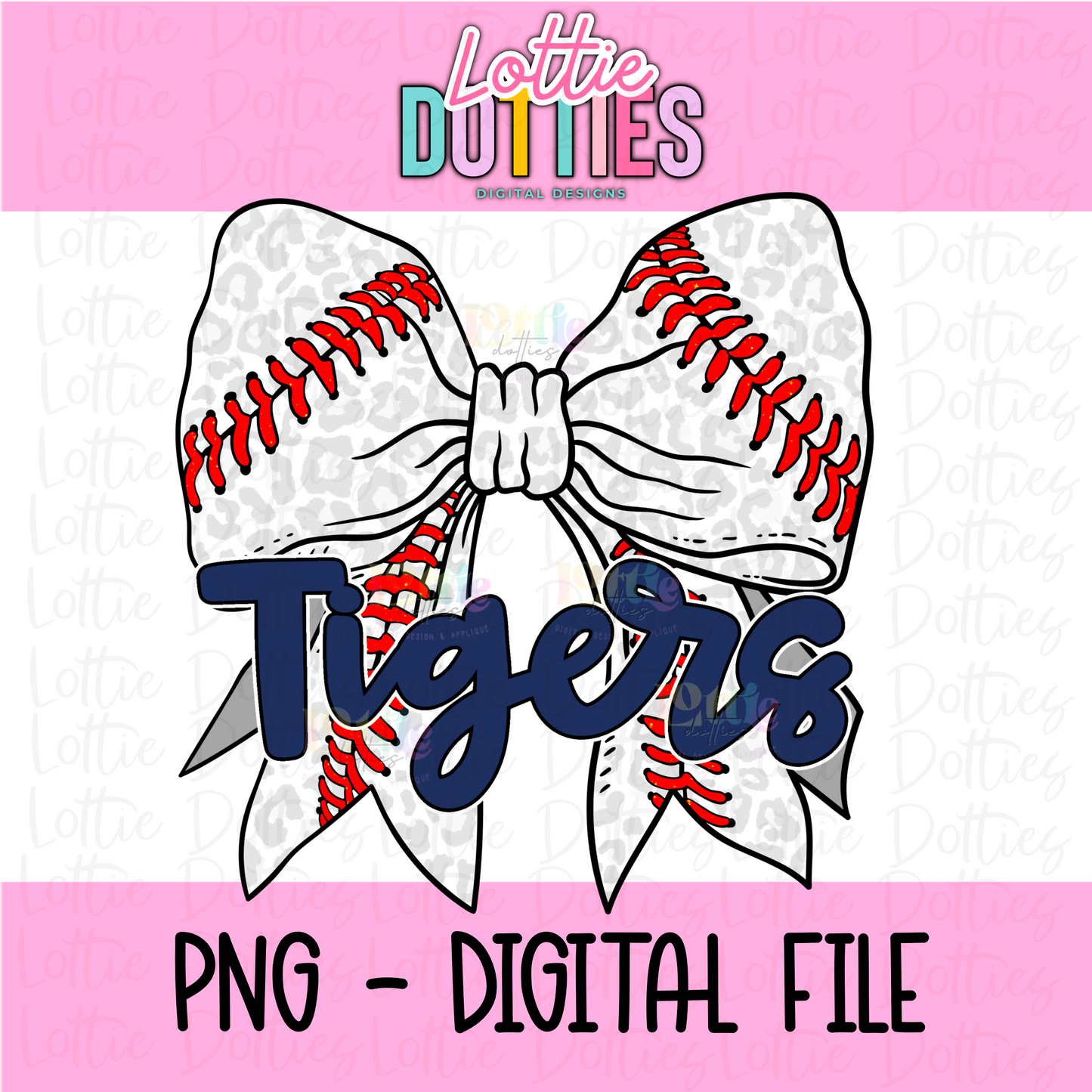 Tigers PNG - Tigers Baseball bow Navy design - Digital Download