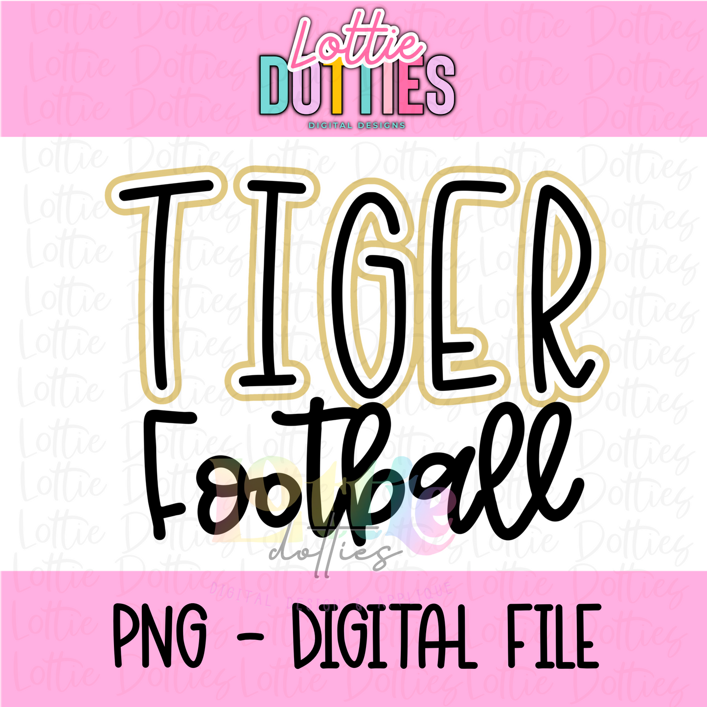 Tiger Football Png - Tigers Sublimation Design - Digital Download - Black and Gold