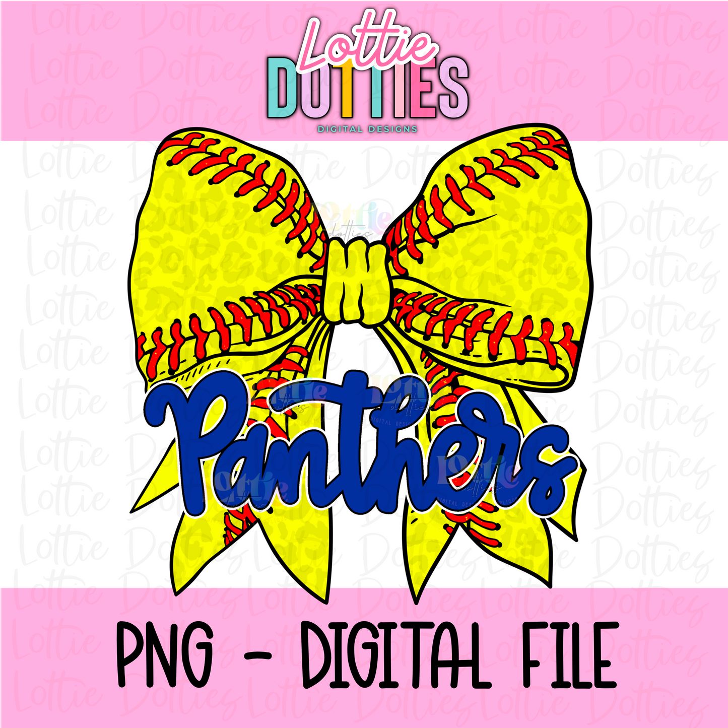 Panthers PNG - Panthers Softball bow Royal design - Digital Download
