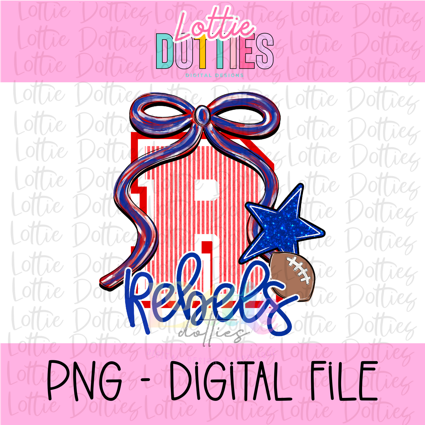 Rebels Bow PNG- Red & Blue Rebels Seersucker - Alphabet Clipart - Instant Download