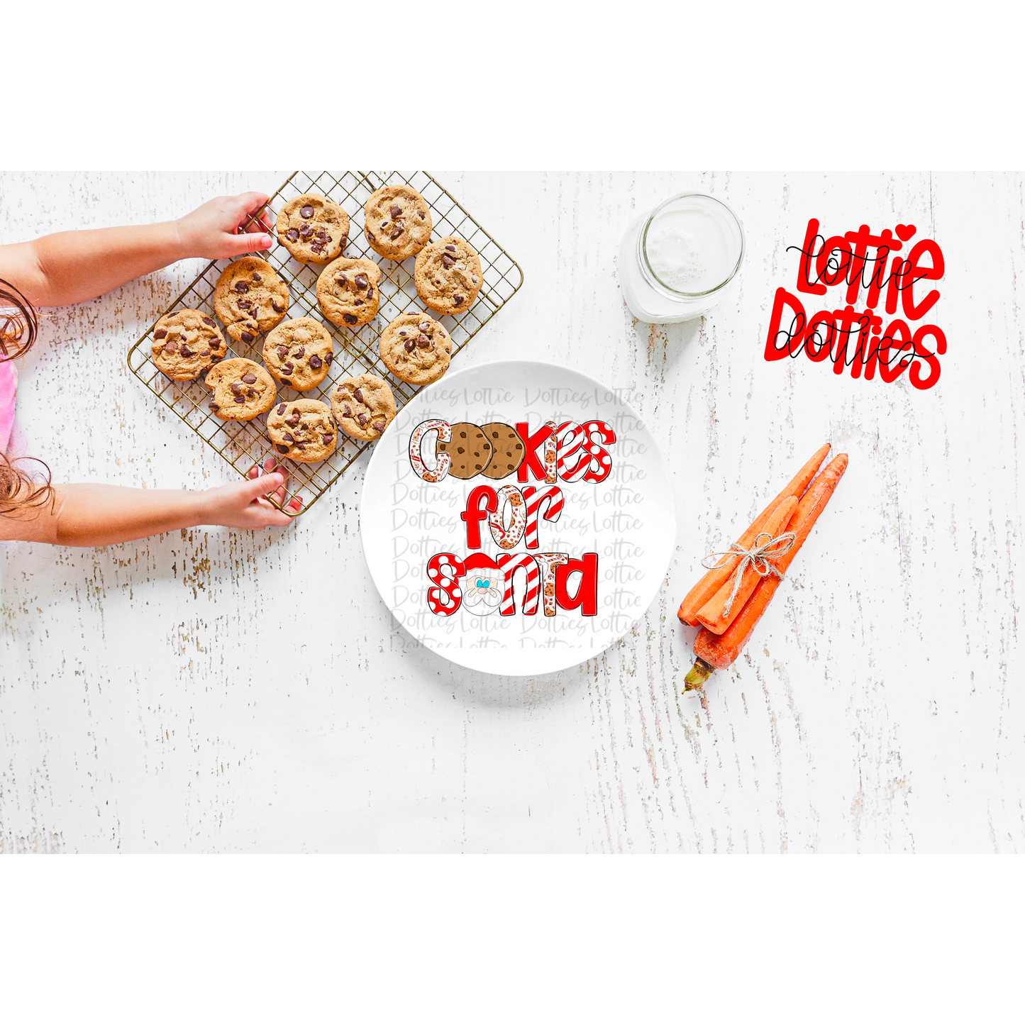 Cookies for Santa - Red & White Christmas Png - Christmas Sublimation Design- Digital Download