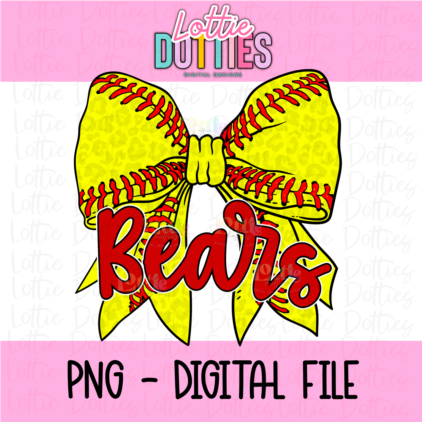 Bears PNG - Bears Softball bow design - Digital Download - Red