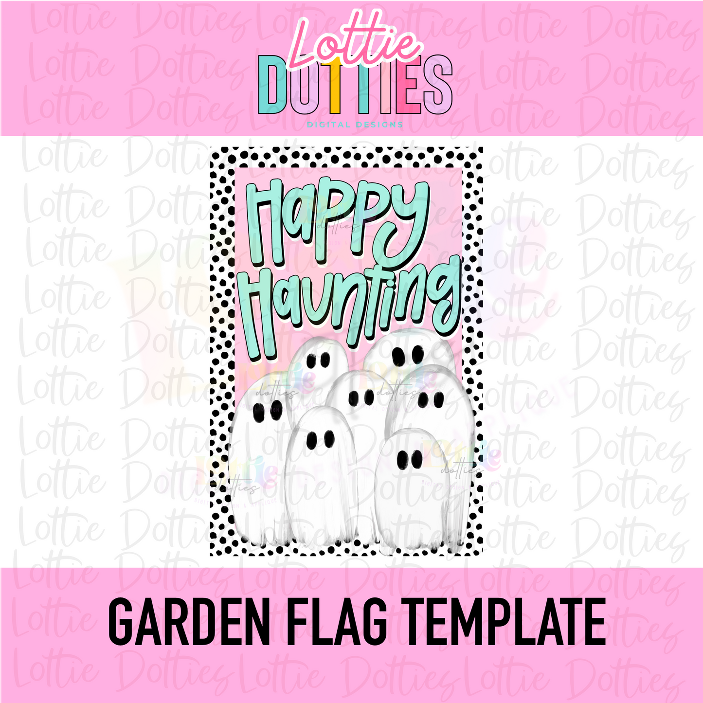 Happy Haunting Flag PNG - Spooky Ghost Flag Template sublimation design - Digital Download