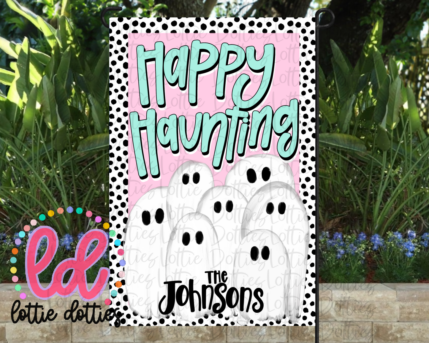 Happy Haunting Flag PNG - Spooky Ghost Flag Template sublimation design - Digital Download