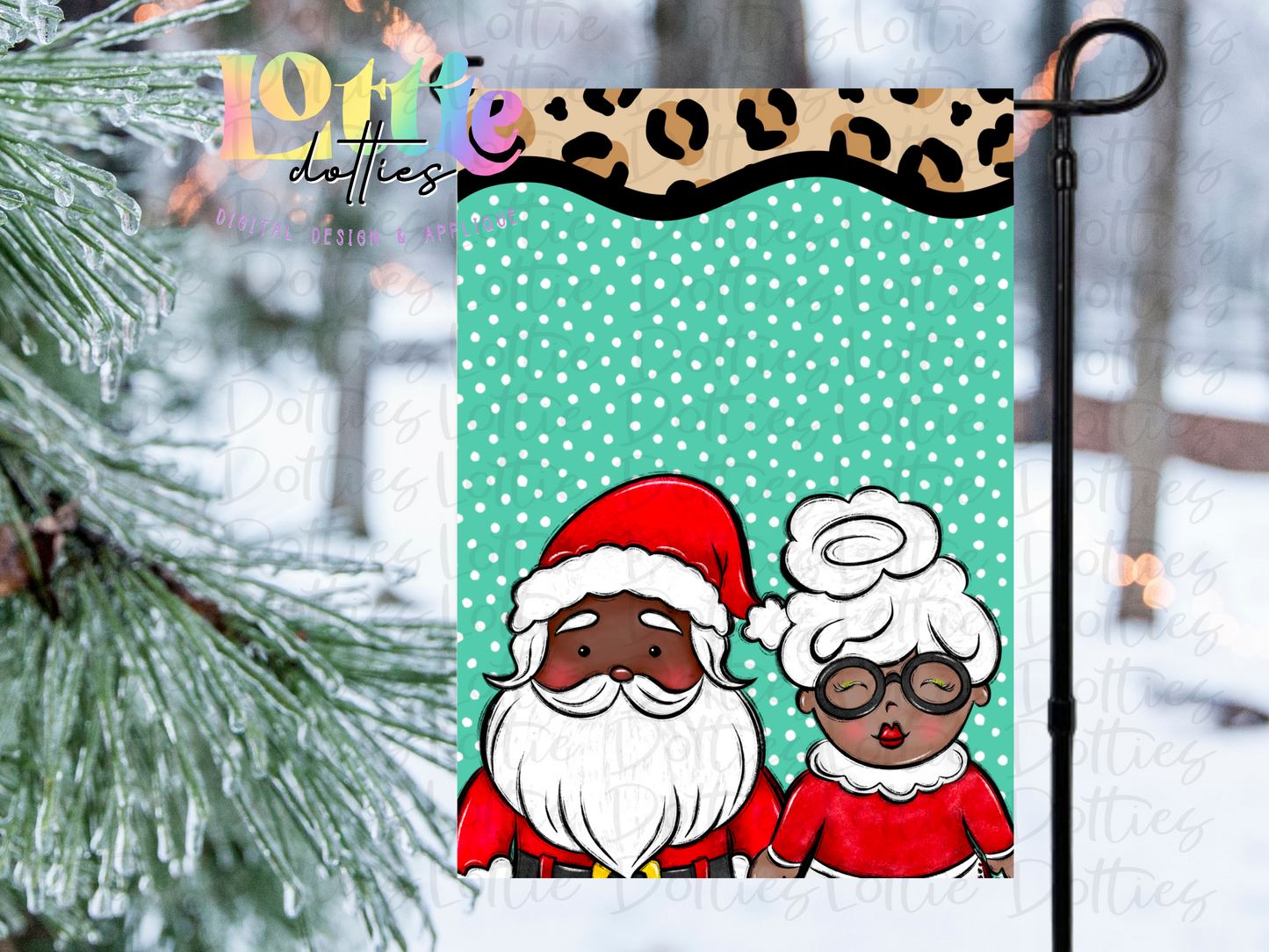 Christmas Flag Png - Mr. and Mrs. Claus - Christmas Sublimation Design- Digital Download