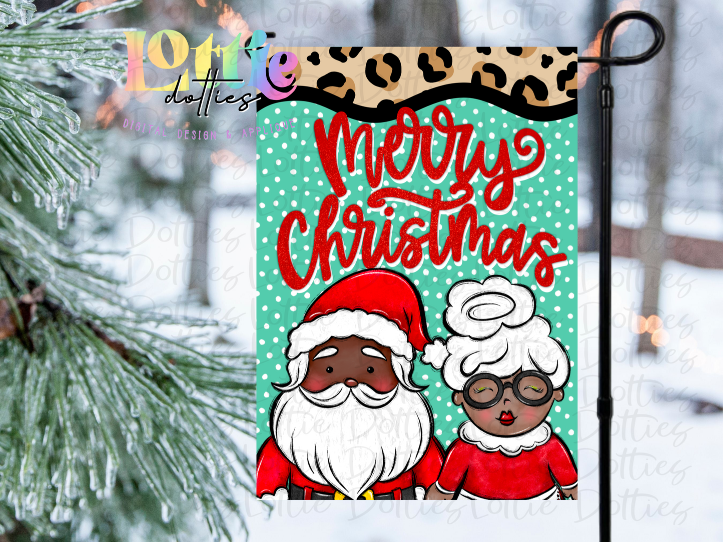 Merry Christmas Flag Png - Mr. and Mrs. Claus - Christmas Sublimation Design- Digital Download