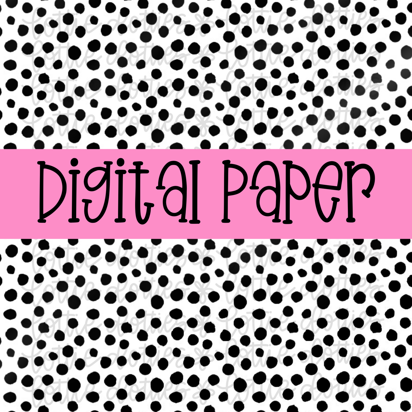 Black and White Polka Dot Digital Paper PNG - Dottie Digital Paper Sublimation - Digital Download