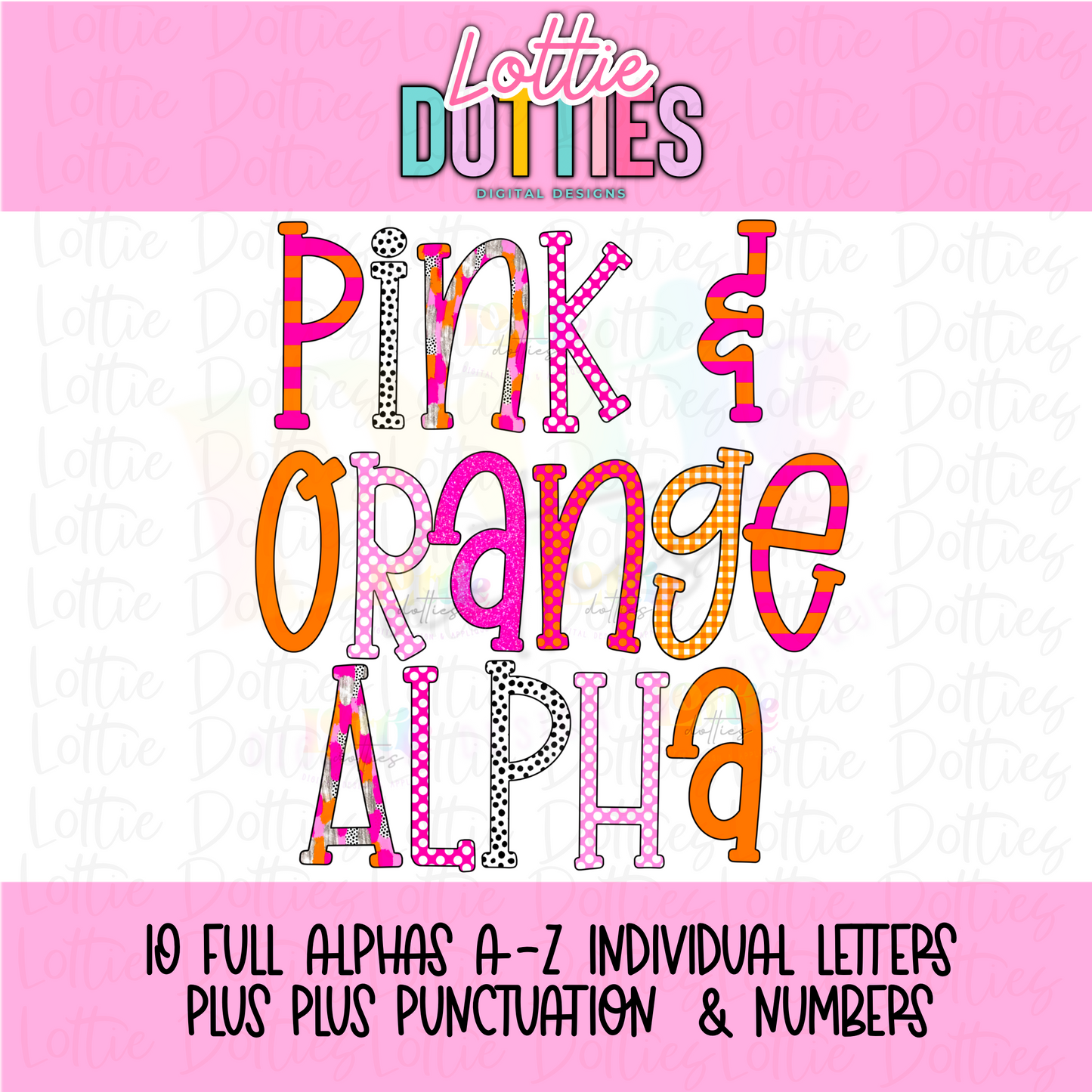 Pink and Orange Alphabet - Orange and Pink Alpha Pack - Alphabet Clipart - Instant Download - Alpha Pack