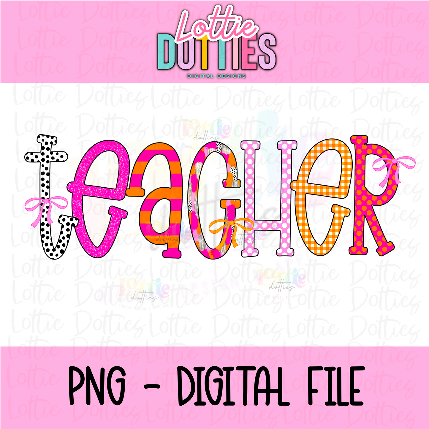 Teacher Bow PNG - Back To School - Sublimation - Digital Download