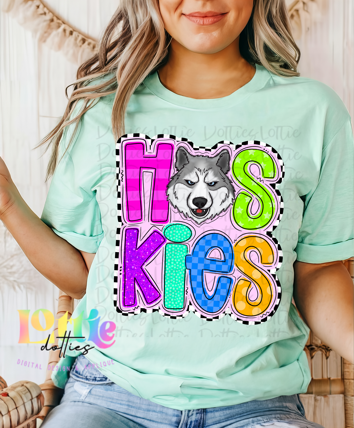 Huskies - PNG - Huskies sublimation design - Digital Download - Neon Mascot