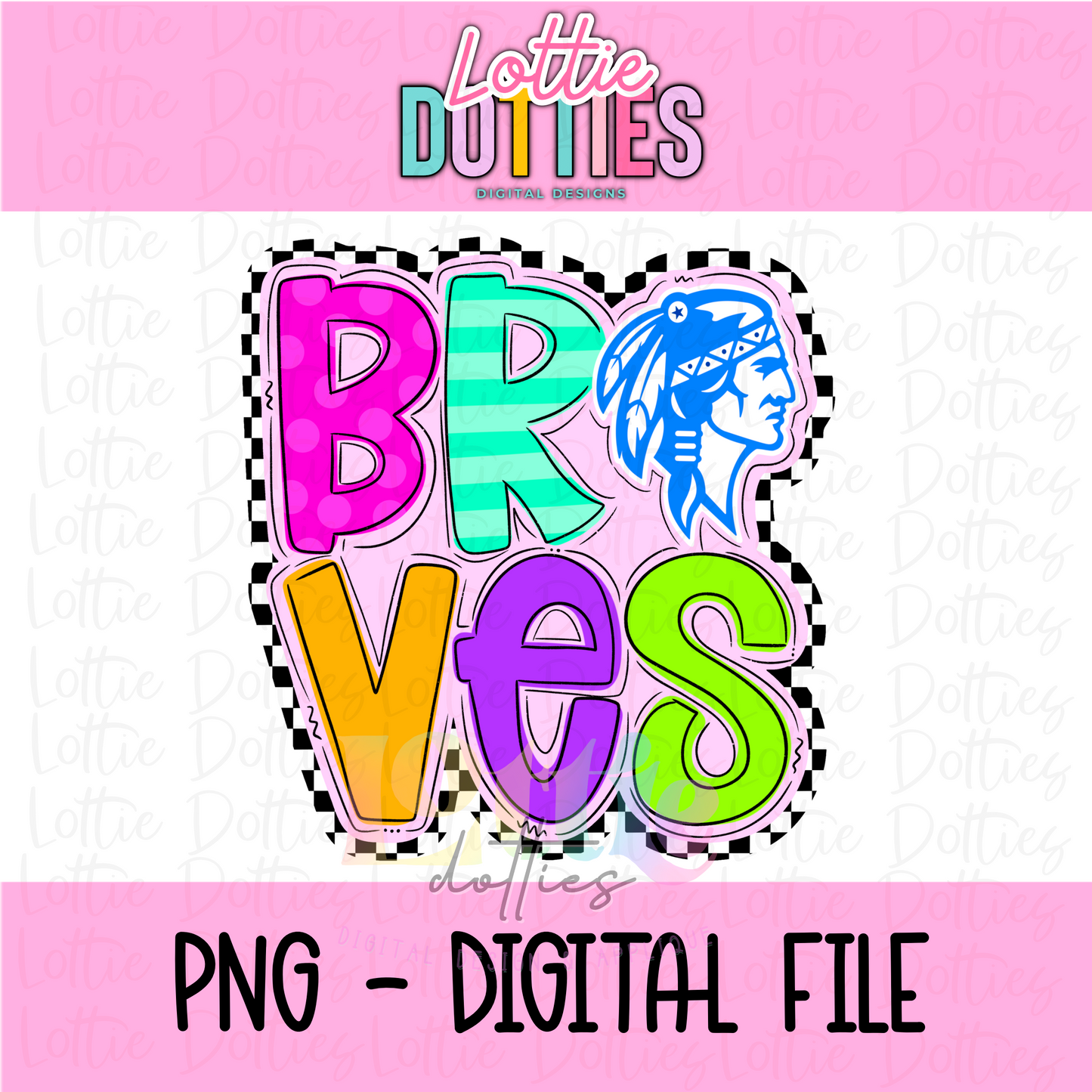Braves PNG - Braves sublimation design - Digital Download - Neon Mascot