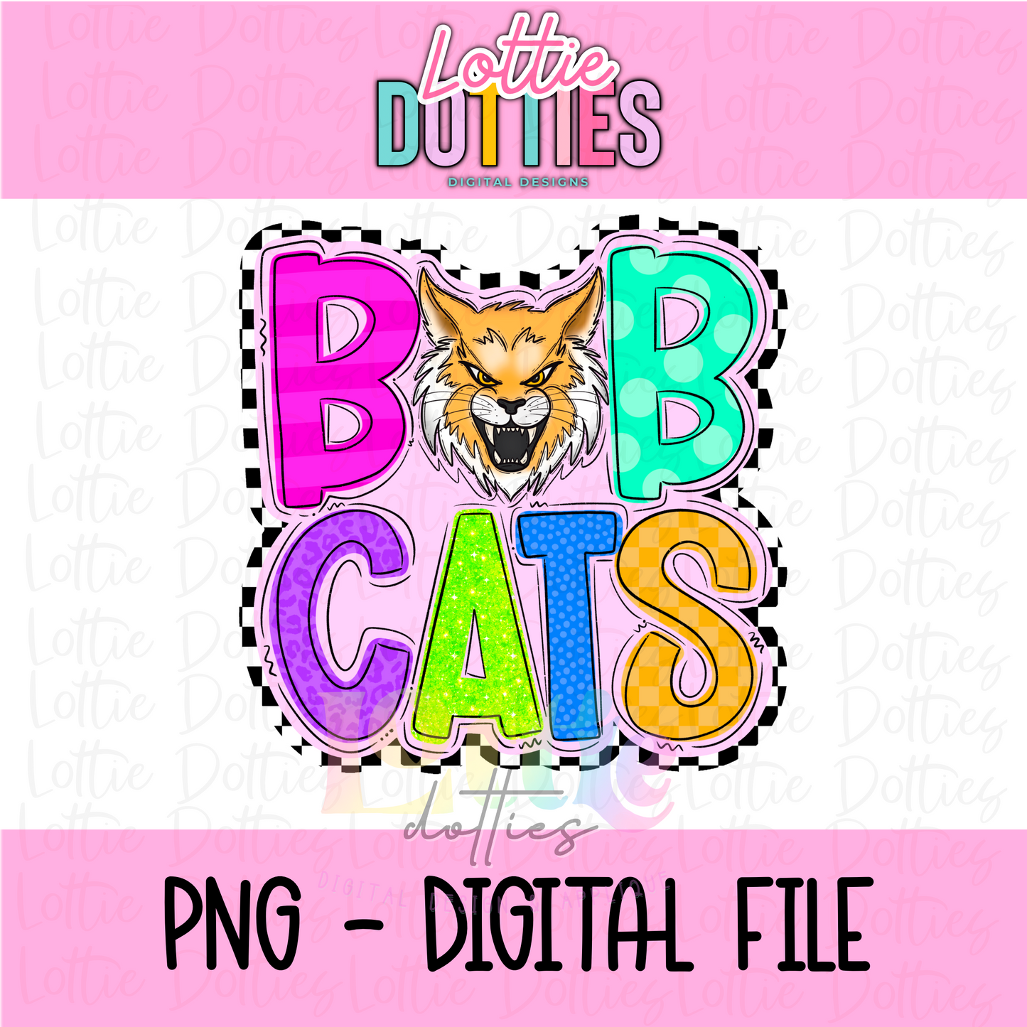 Bobcats PNG - Bobcats sublimation design - Digital Download - Neon Mascot