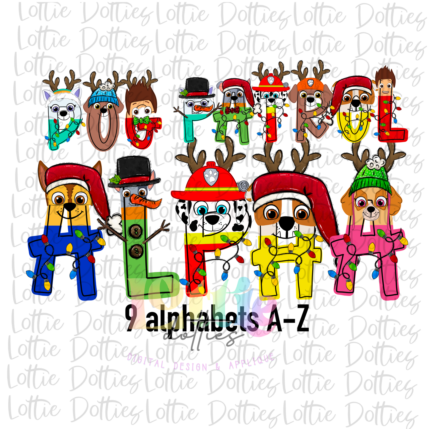 Christmas Dog Alpha - Christmas Alpha Pack - Alphabet Clipart - Instant Download - Alpha Pack