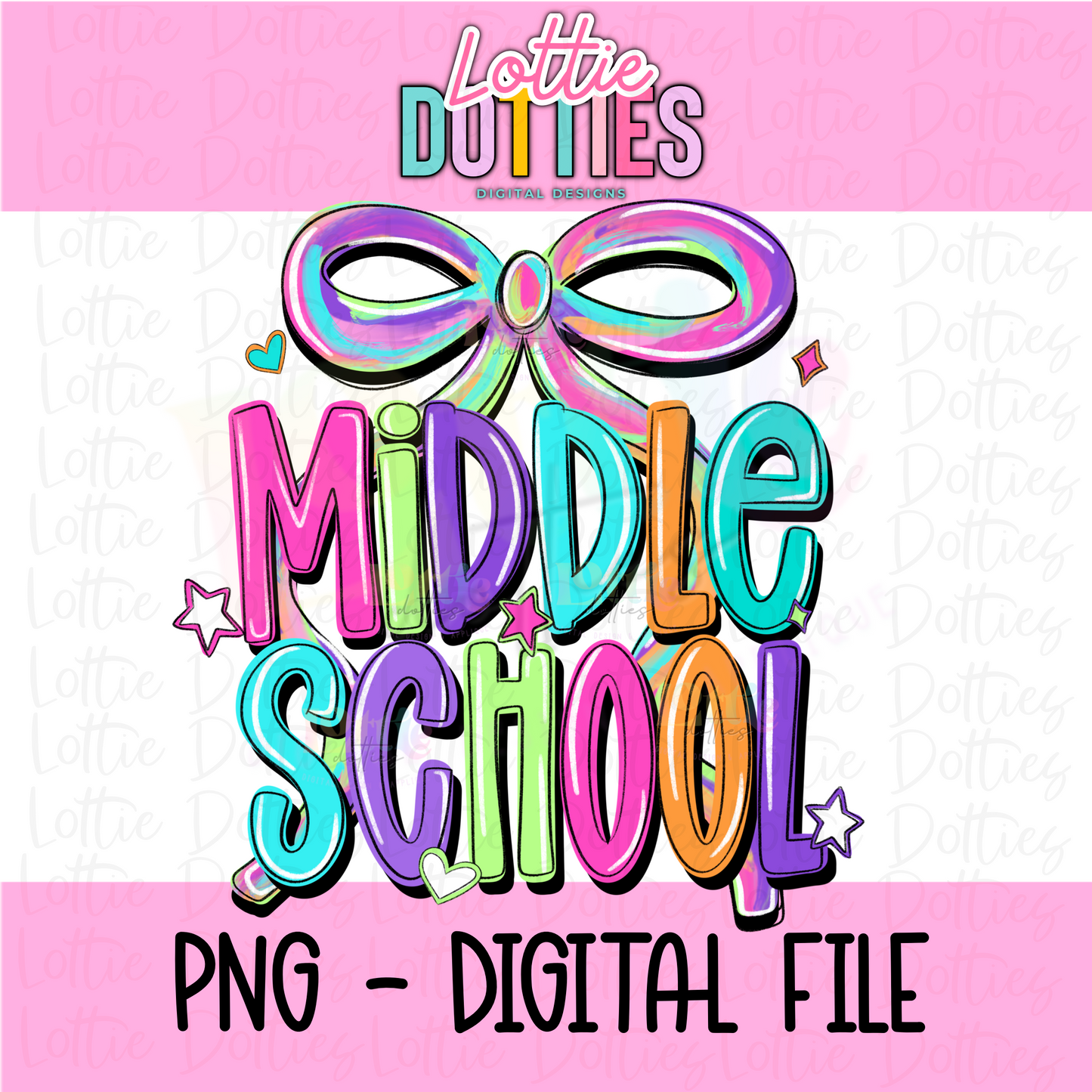 Middle School PNG - coquette - Digital Download - bow design