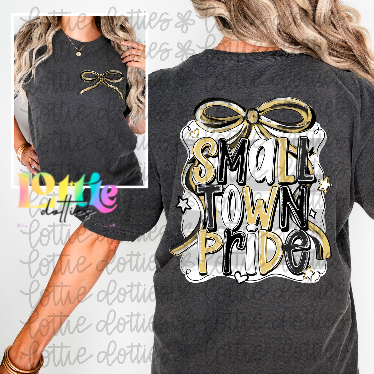 Small town pride PNG - Black & Vegas Gold School Spirit - Sublimation - Digital Download