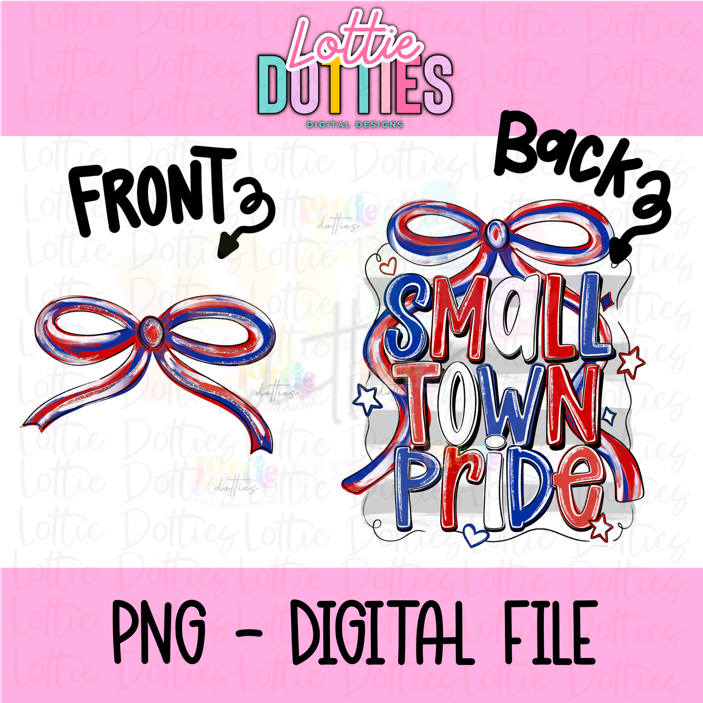 Small Town Pride PNG - Red & royal Small Town - bow design - Digital Download