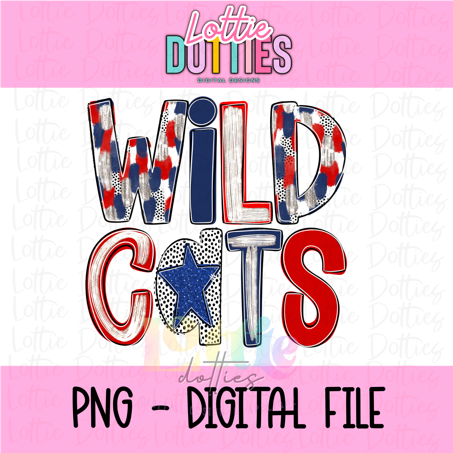 Wildcats Poppy Png - Wildcats Sublimation Design - Digital Download - Red and Royal