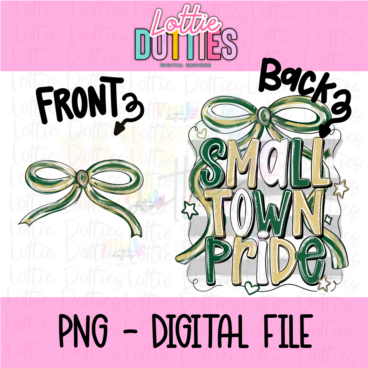 Small town pride PNG - Green & Vegas Gold School Spirit - Sublimation - Digital Download