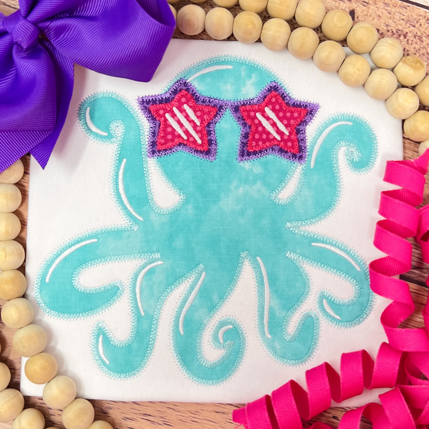 Octopus ZZ - Machine Embroidery Applique Design - Applique - Instant Download