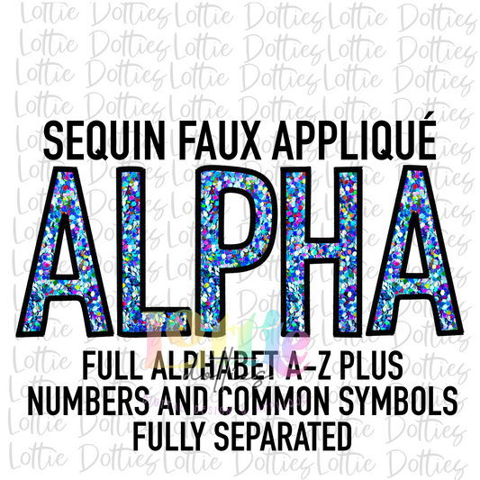 Sequin faux apploque Alphabet - sequin Alpha Pack - Alphabet Clipart - Instant Download