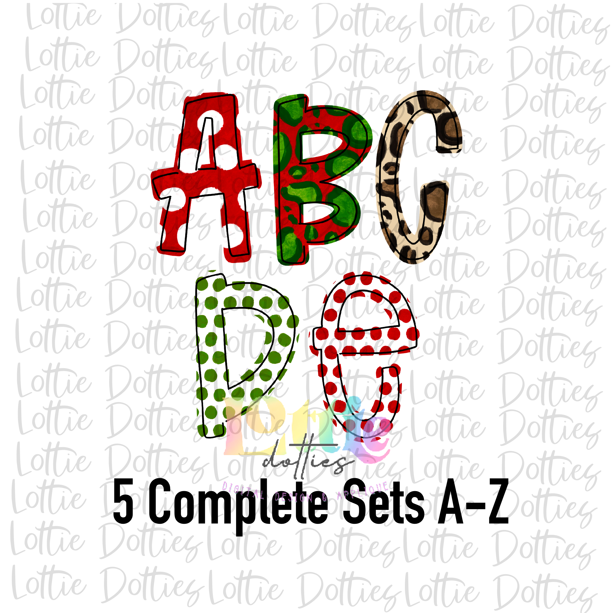 Christmas Dots Alpha - Alphabet Clipart - Instant Download - – Lottie ...