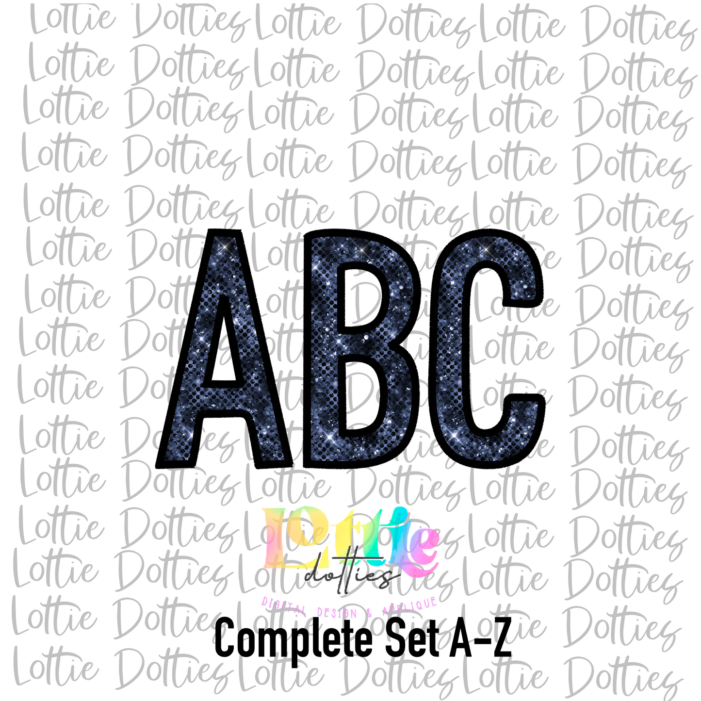 Navy Sequin Spirit - Alphabet Clipart - Instant Download - Alpha Pack
